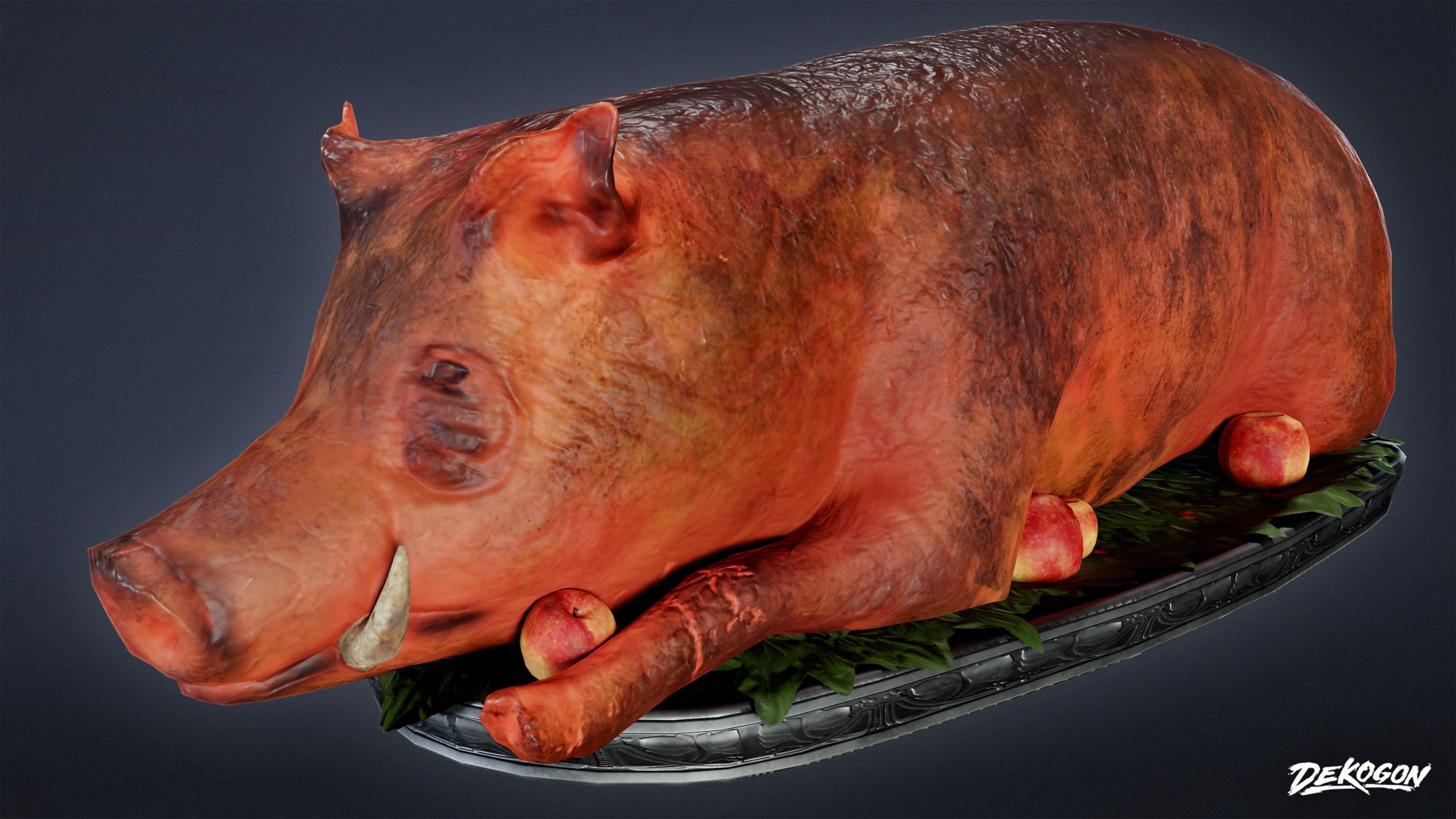 MEDIEVAL - Boars Platter 01 - LOW POLY Low-poly 3D model_1