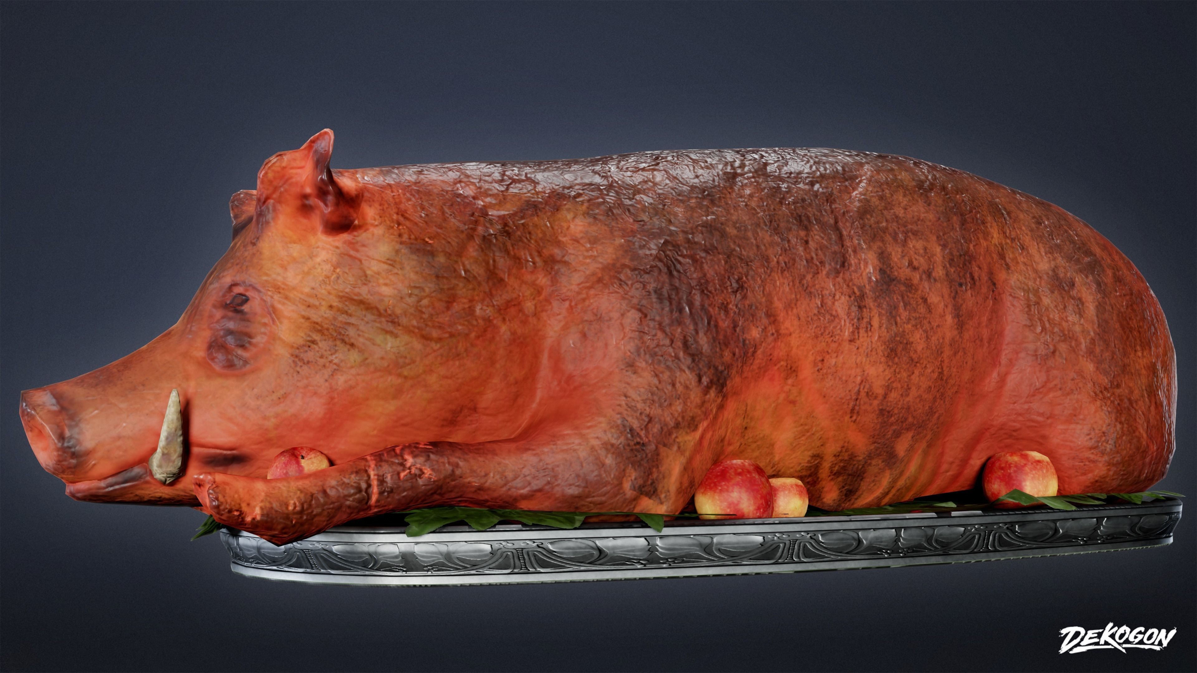 MEDIEVAL - Boars Platter 01 - LOW POLY Low-poly 3D model_3