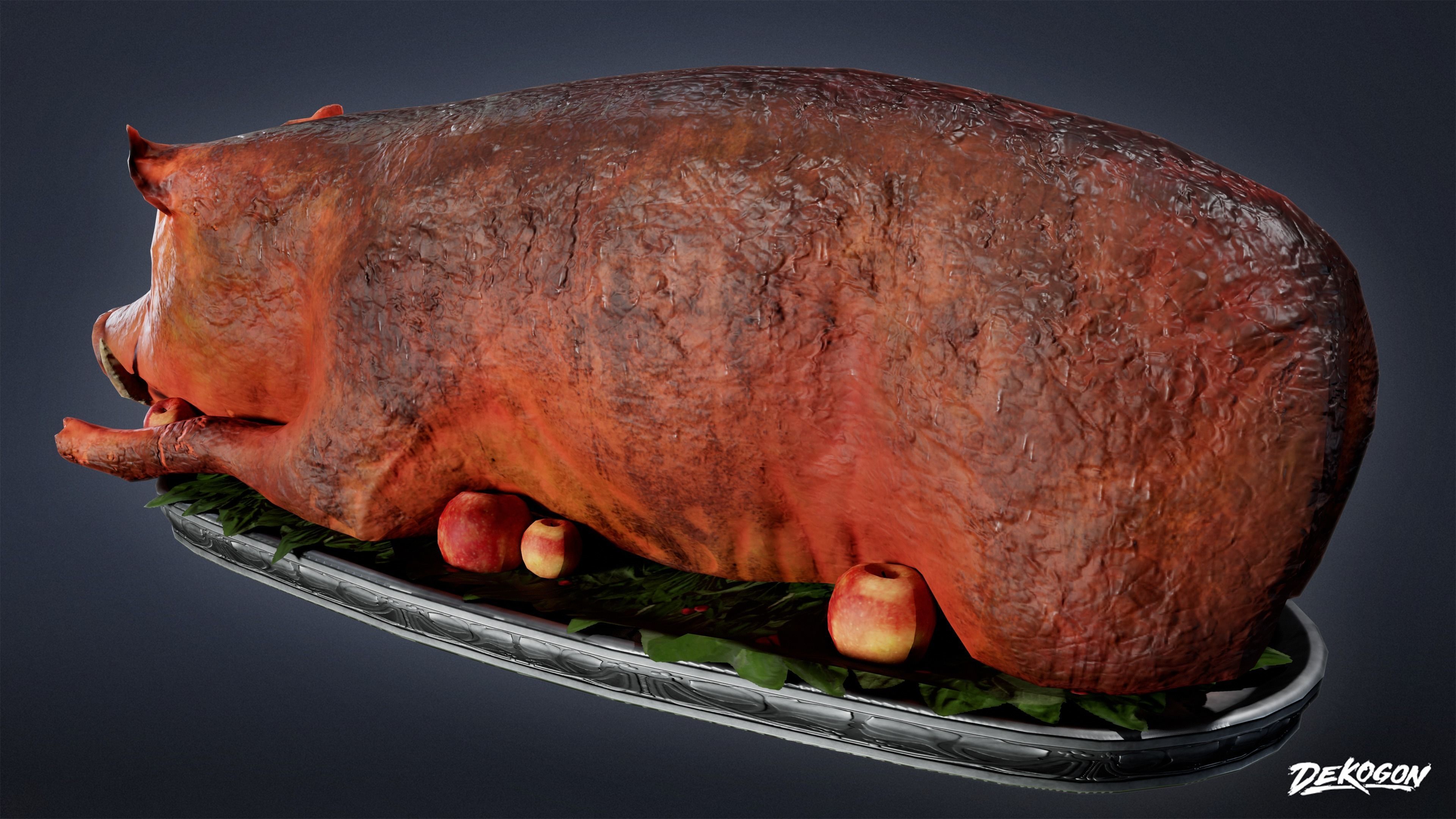 MEDIEVAL - Boars Platter 01 - LOW POLY Low-poly 3D model_9