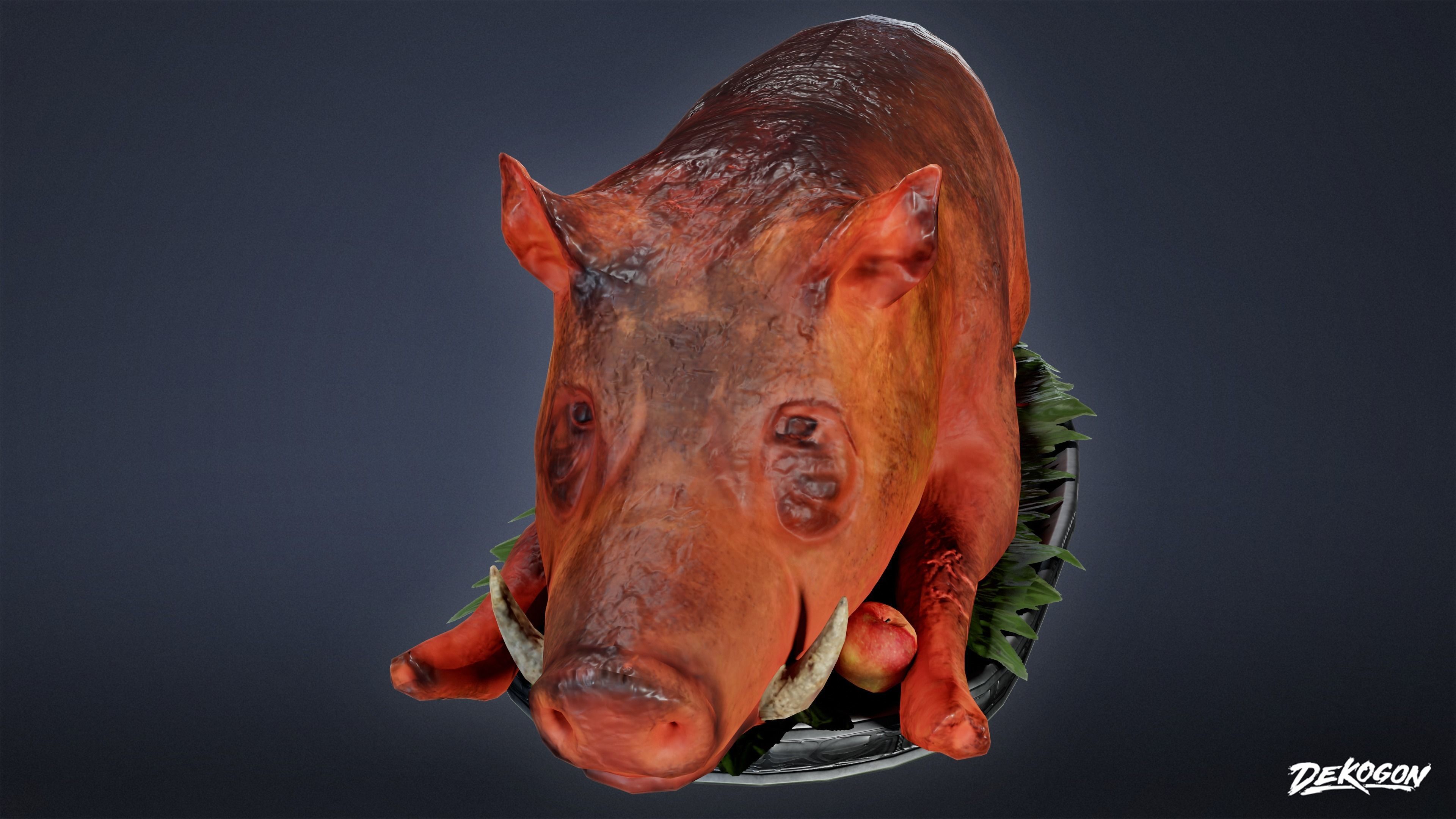 MEDIEVAL - Boars Platter 01 - LOW POLY Low-poly 3D model_2