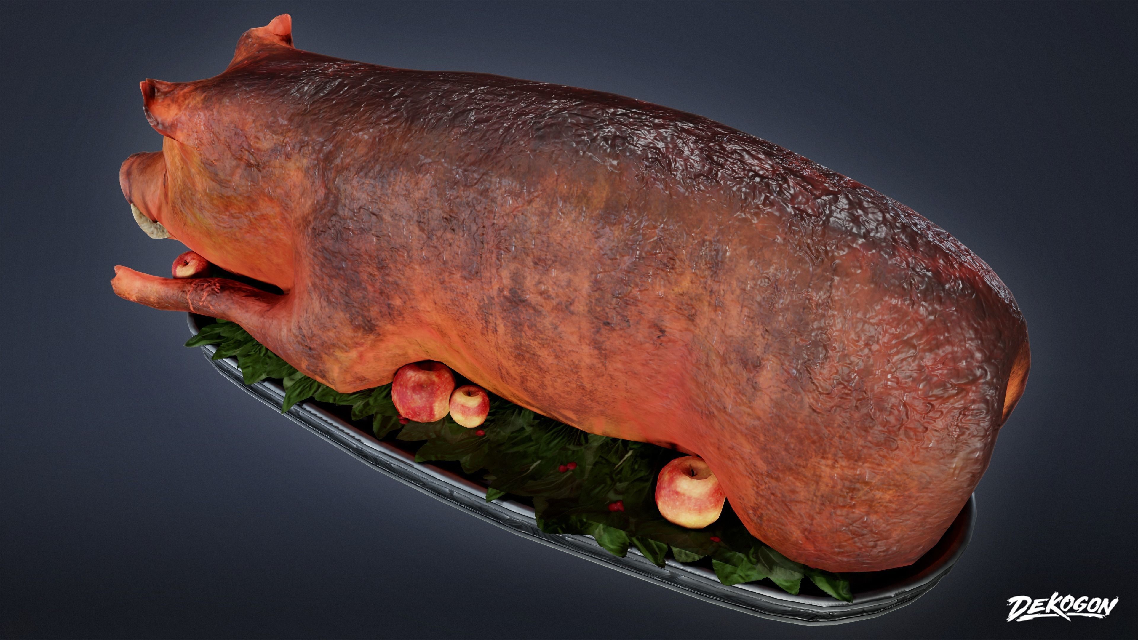 MEDIEVAL - Boars Platter 01 - LOW POLY Low-poly 3D model_4