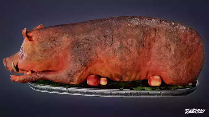 MEDIEVAL - Boars Platter 01 - LOW POLY Low-poly 3D model