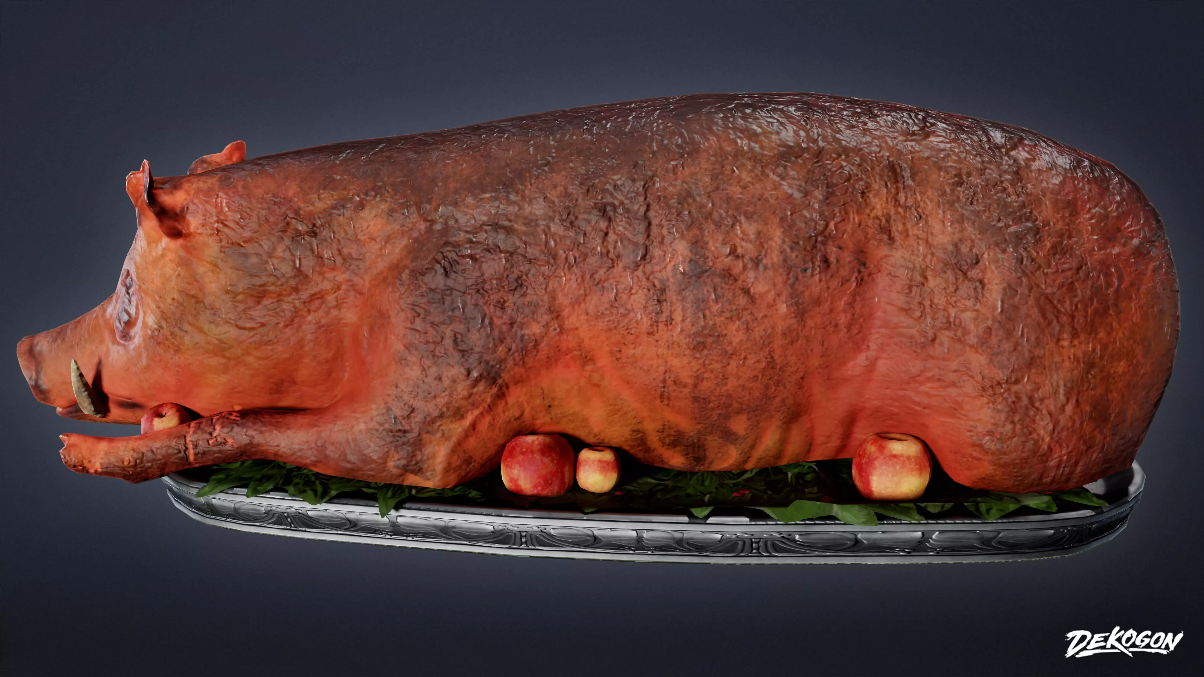 MEDIEVAL - Boars Platter 01 - LOW POLY Low-poly 3D model_0