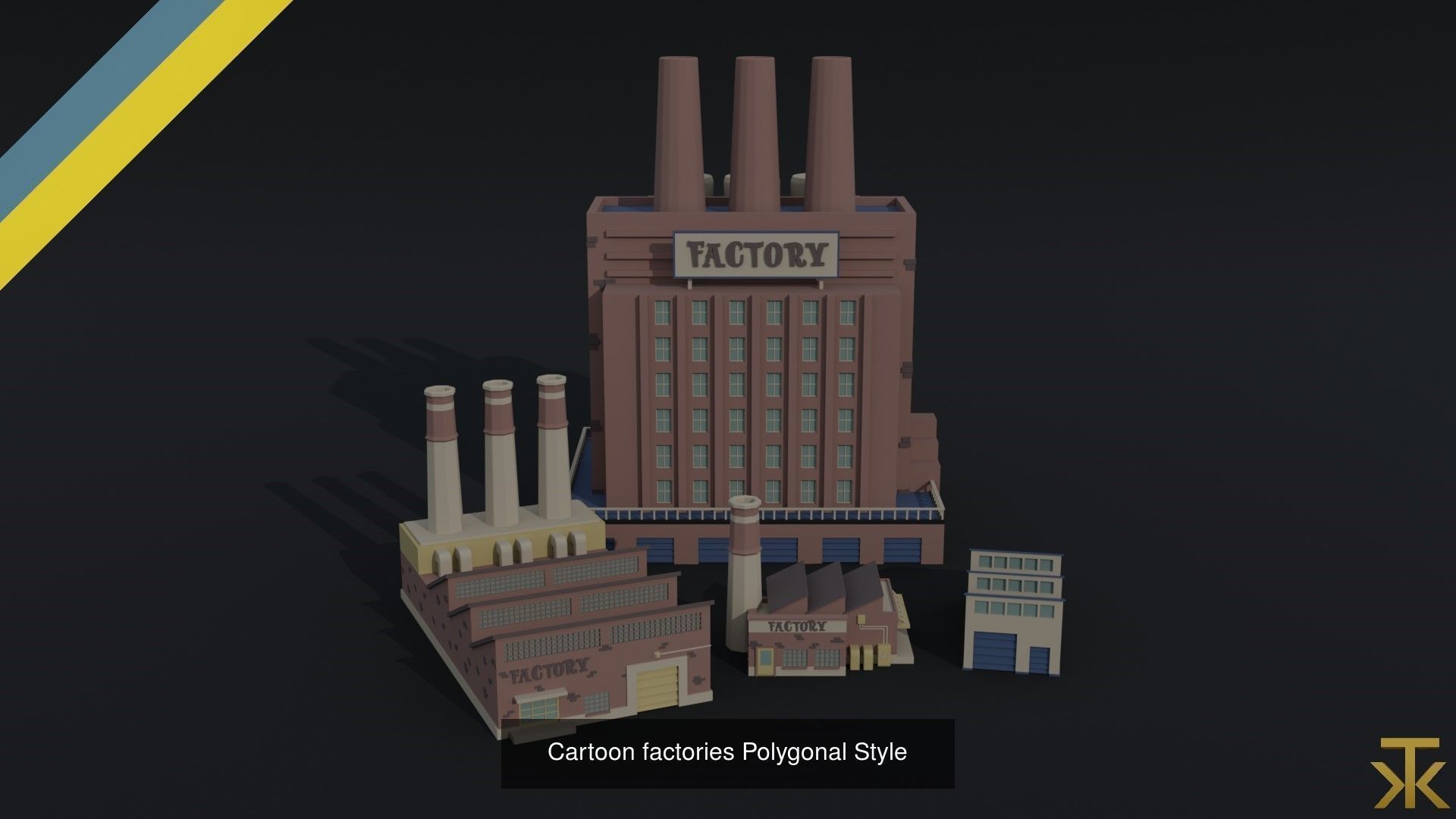 Cartoon City Asset Polygonal Style 3D Model Collection_2