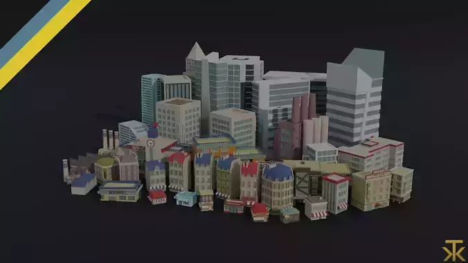Cartoon City Asset Polygonal Style 3D Model Collection Cartoon City Asset Polygonal Style 3D Model Collection