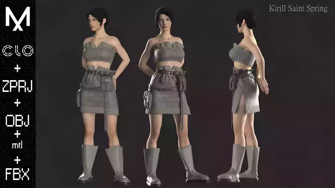 Character Outfit Marvelous designer Clo3d OBJ mtl FBX ZPRJ