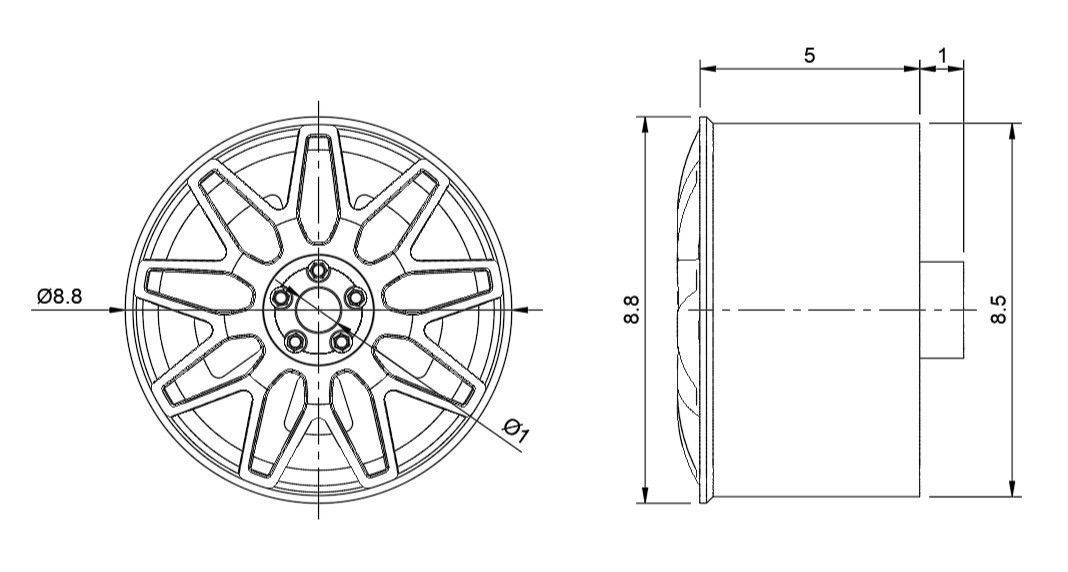 WORK PIETRA CT4 RIMS FOR DIECAST 64 SCALE 3D print model_3