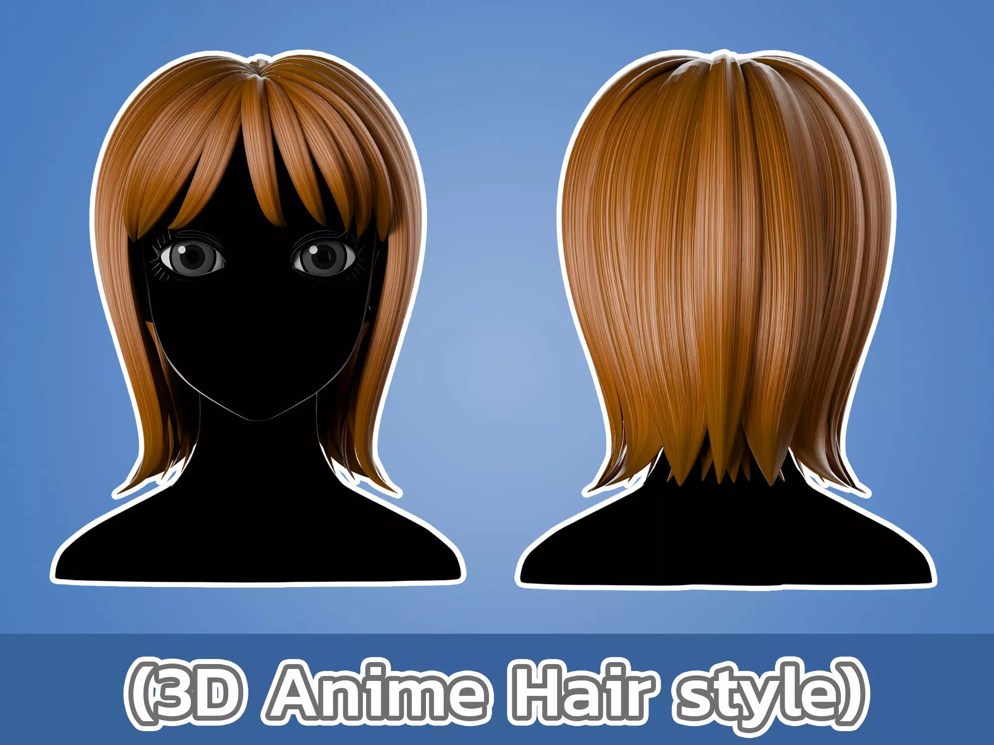 Anime hair style 32 Low-poly 3D model