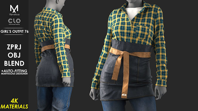Girls Outfit 77 - Marvelous Designer 3D model