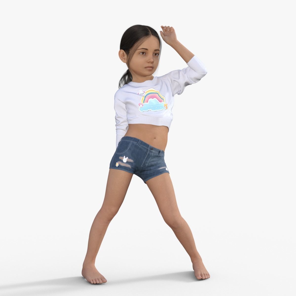 Realistic Girl Child Rigged 3D model_25