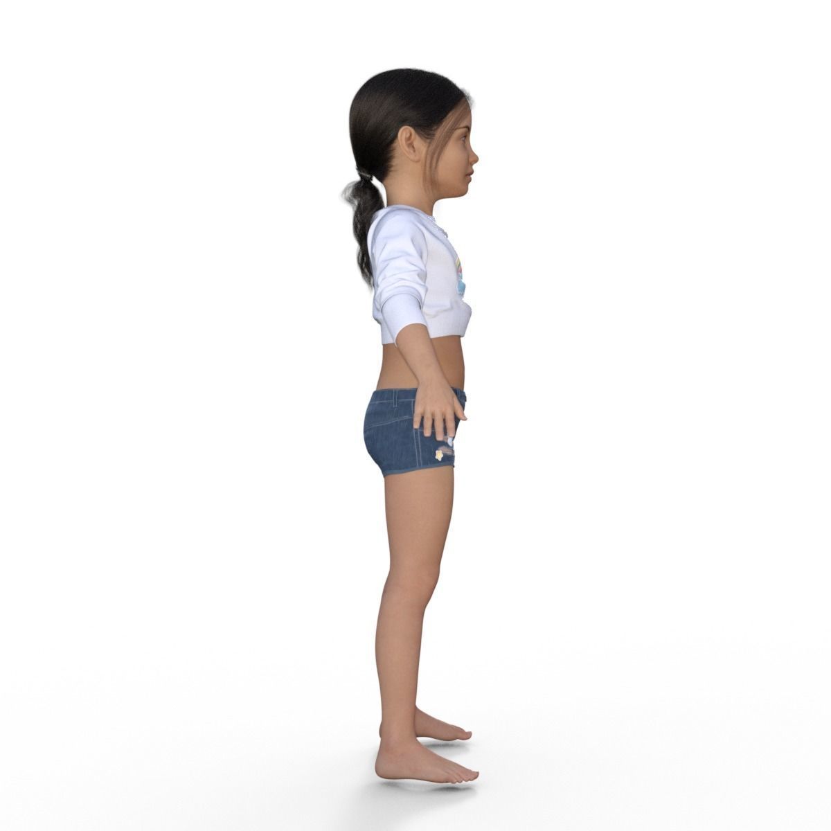 Realistic Girl Child Rigged 3D model_6