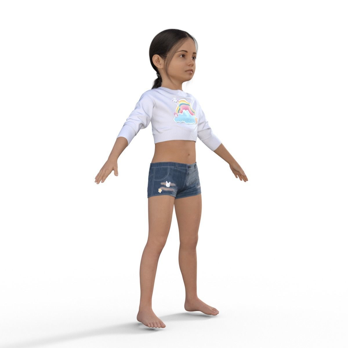 Realistic Girl Child Rigged 3D model_7