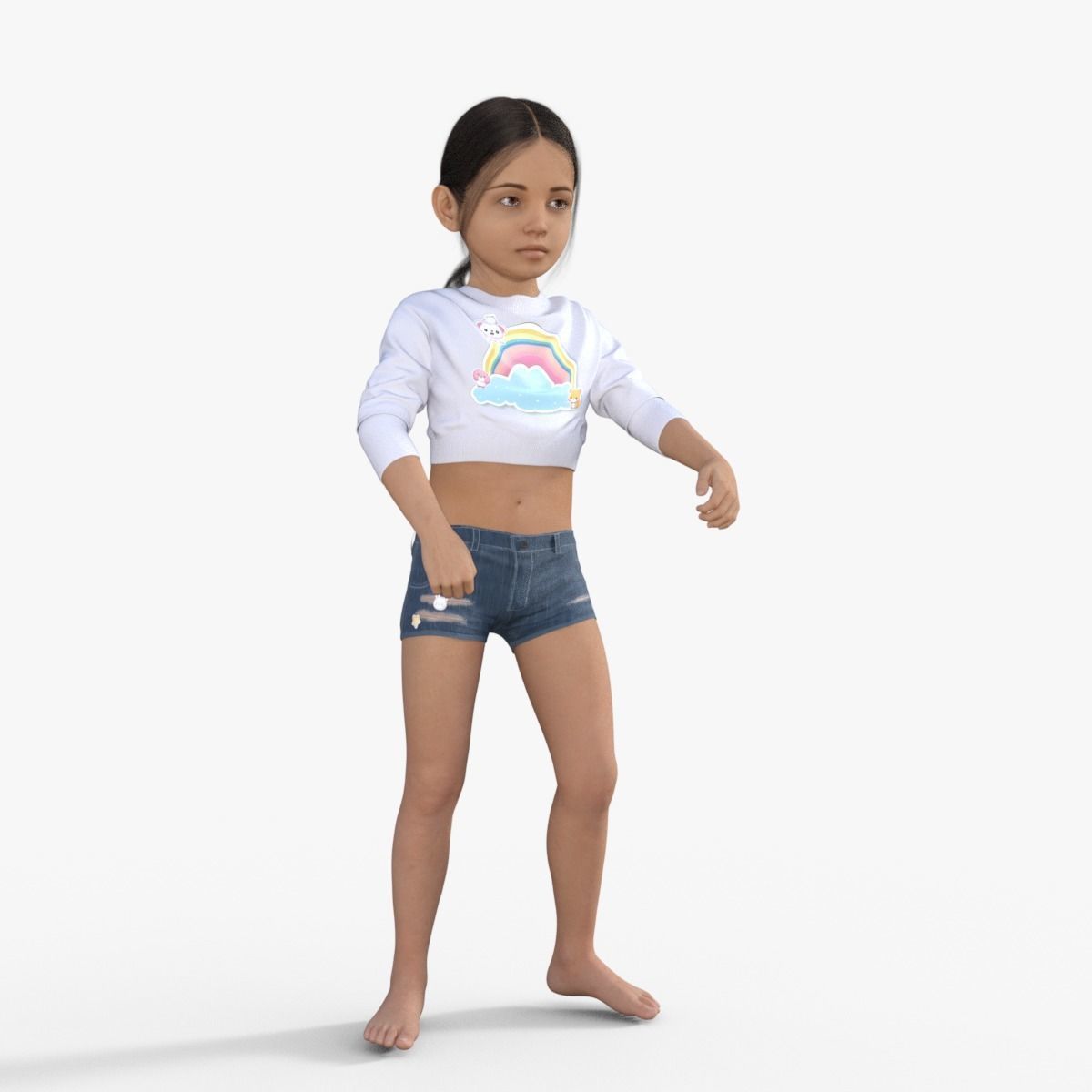 Realistic Girl Child Rigged 3D model_35