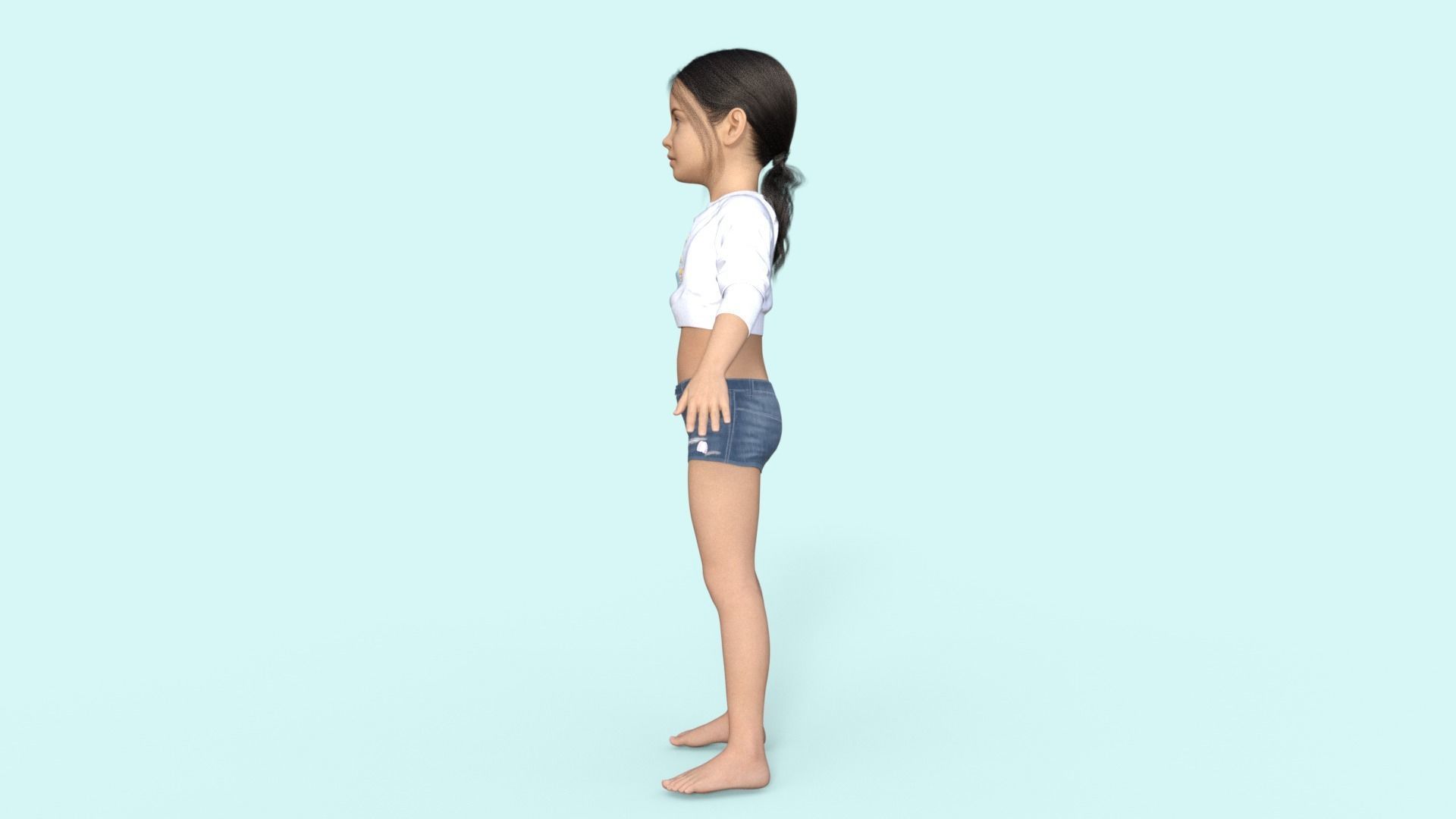 Realistic Girl Child Rigged 3D model_22