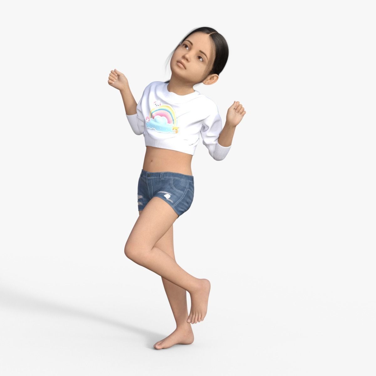 Realistic Girl Child Rigged 3D model_24