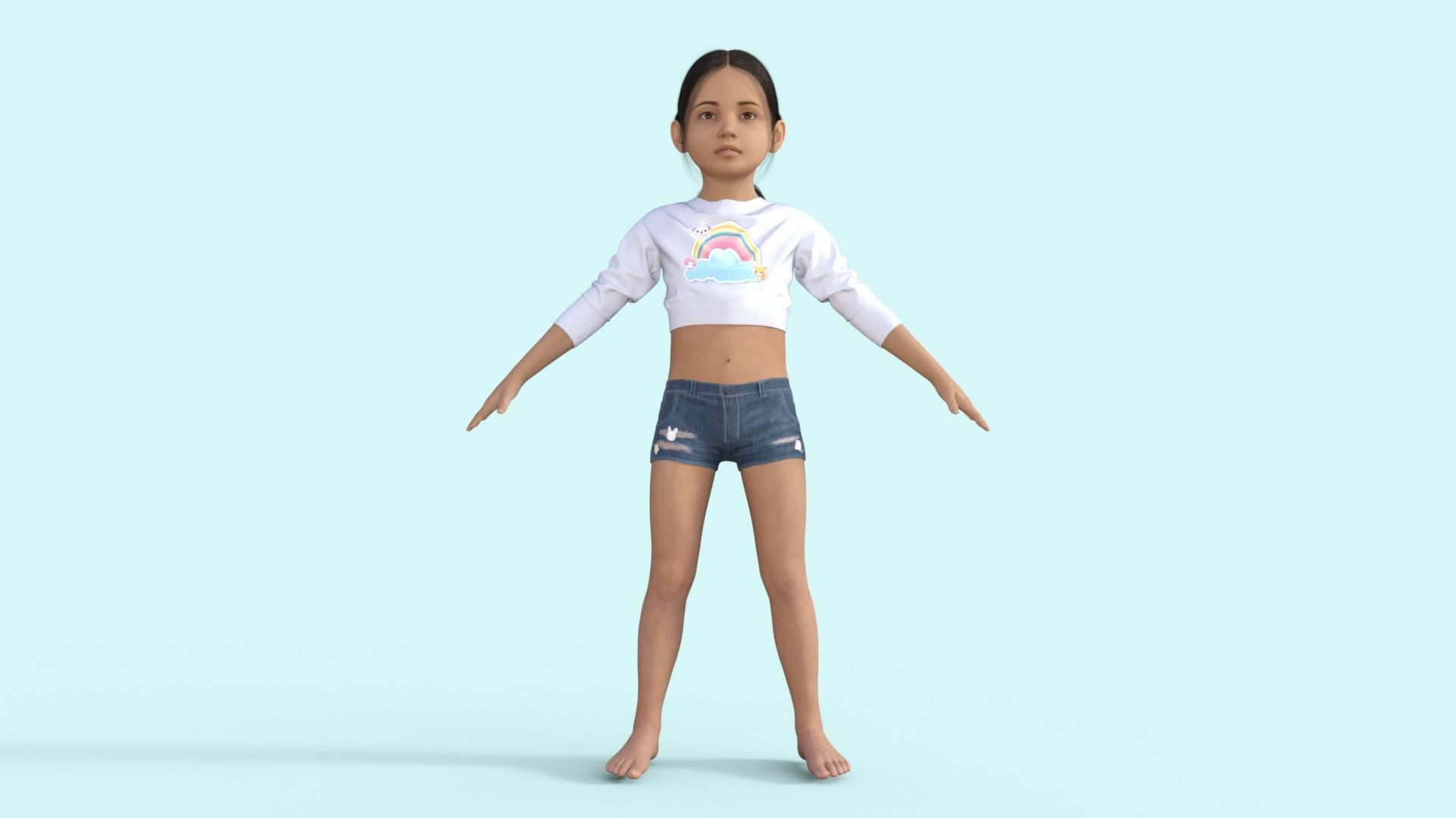 Realistic Girl Child Rigged 3D model_20