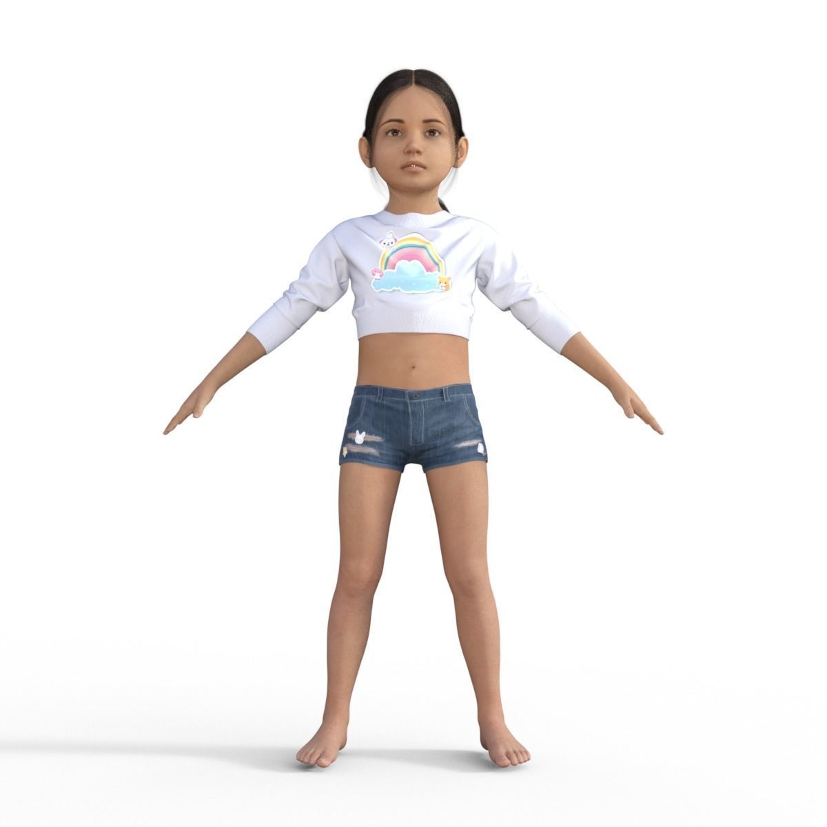 Realistic Girl Child Rigged 3D model_8