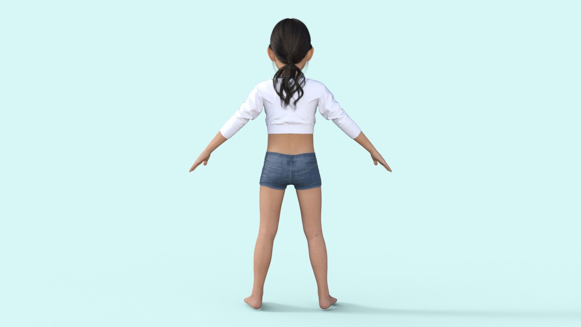Realistic Girl Child Rigged 3D model_16