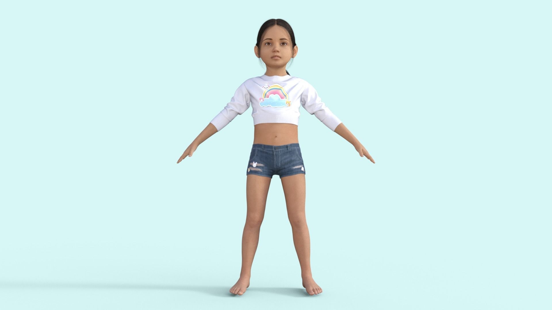 Realistic Girl Child Rigged 3D model_12