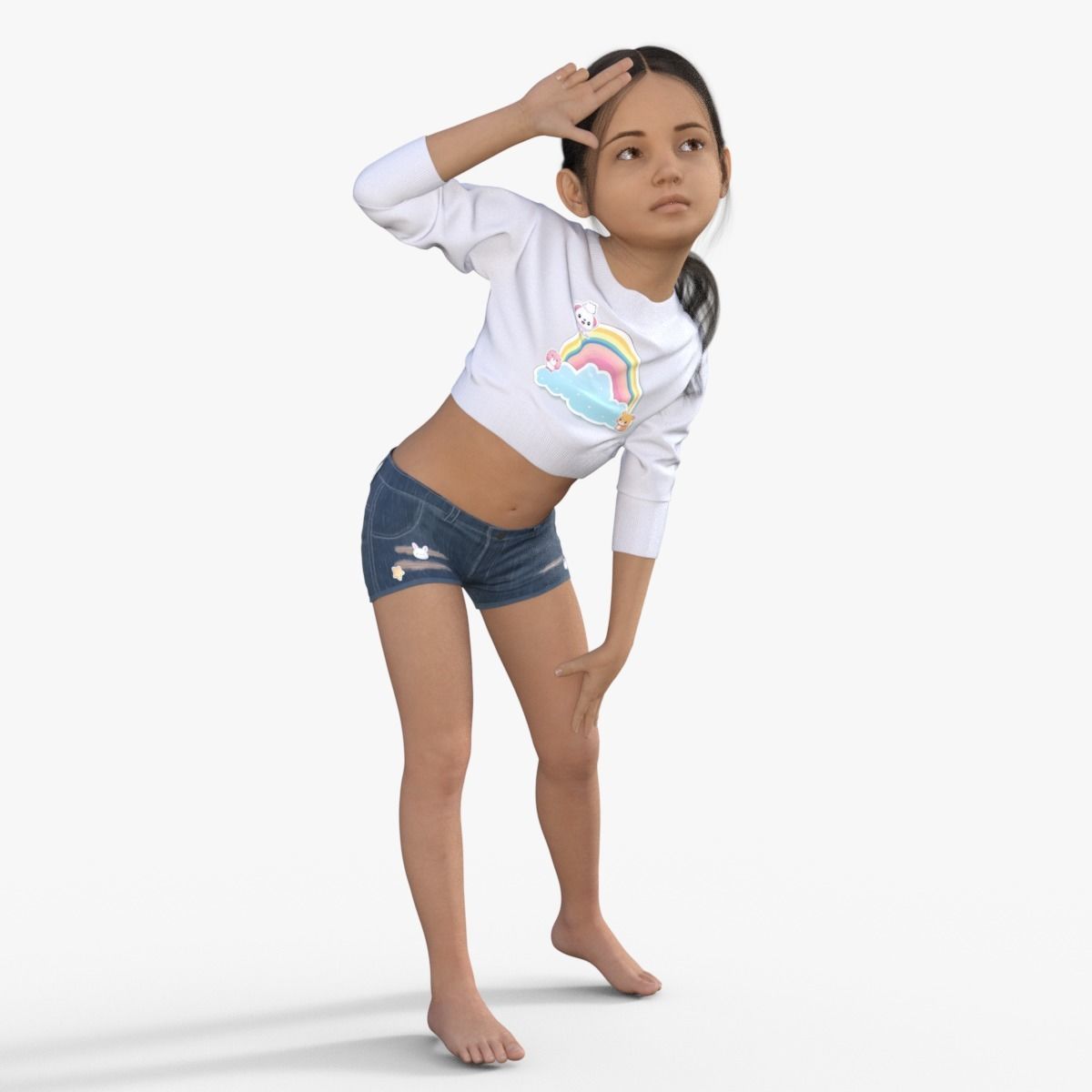 Realistic Girl Child Rigged 3D model_26