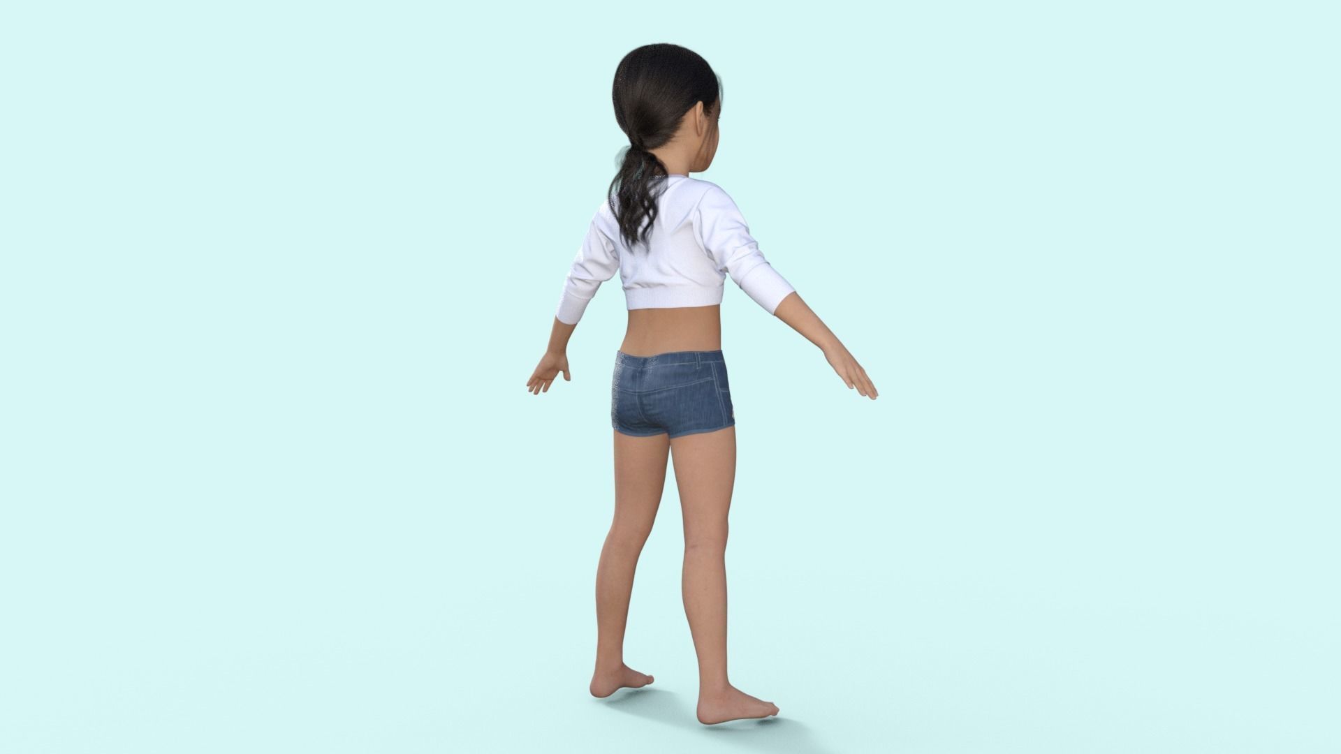 Realistic Girl Child Rigged 3D model_17