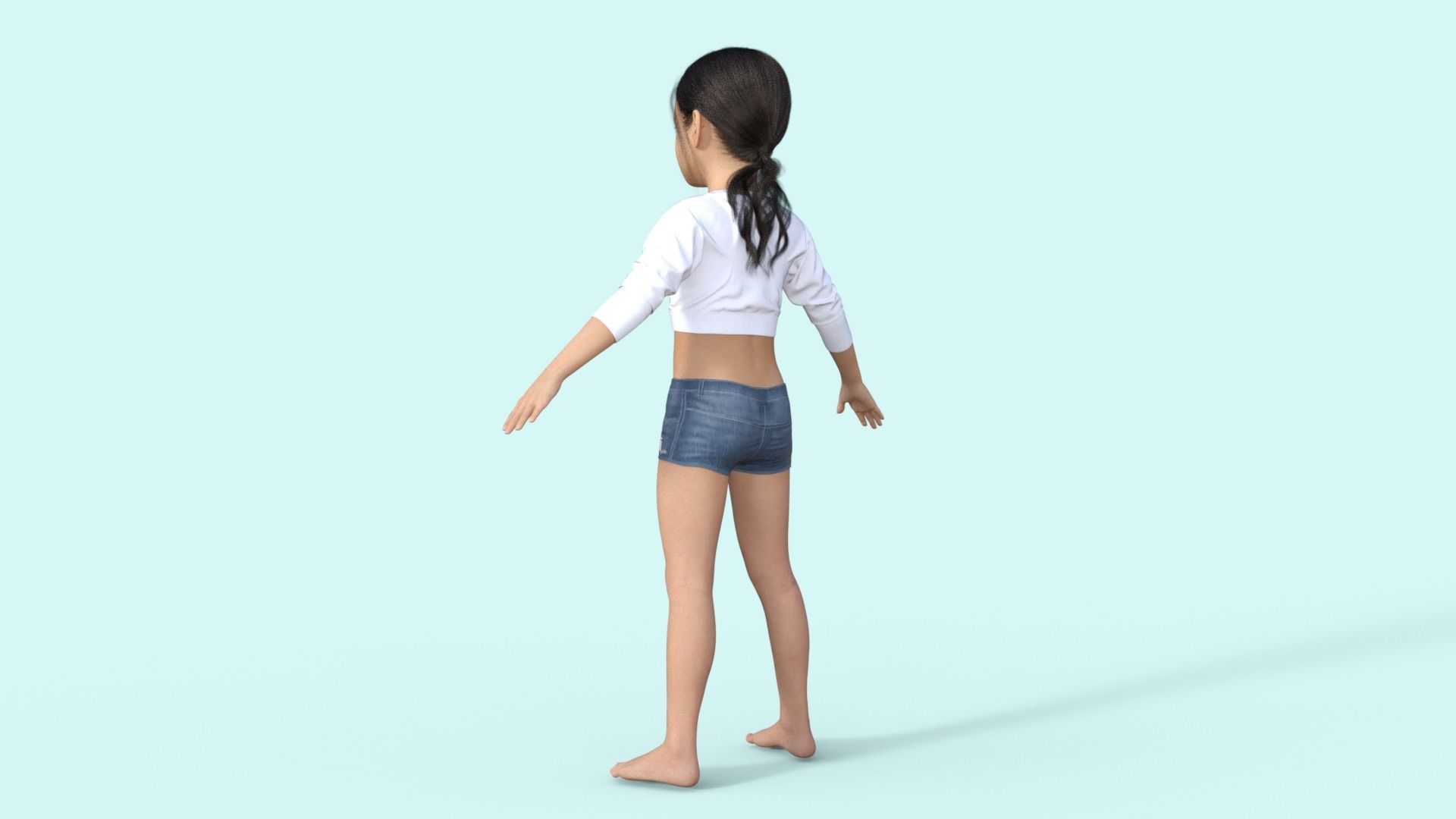 Realistic Girl Child Rigged 3D model_23