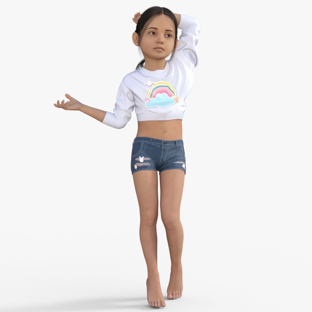 Realistic Girl Child Rigged 3D model_31