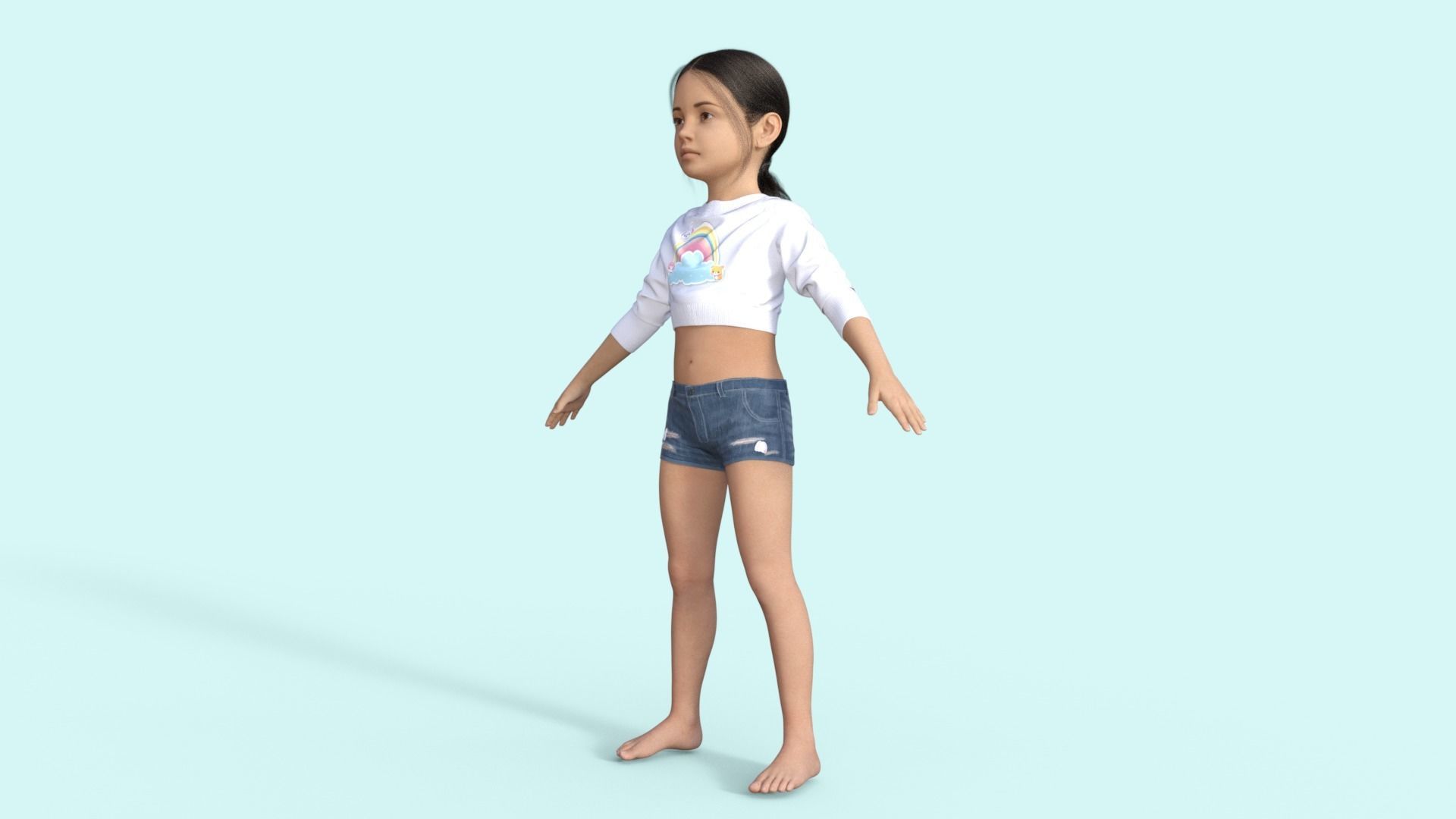 Realistic Girl Child Rigged 3D model_21