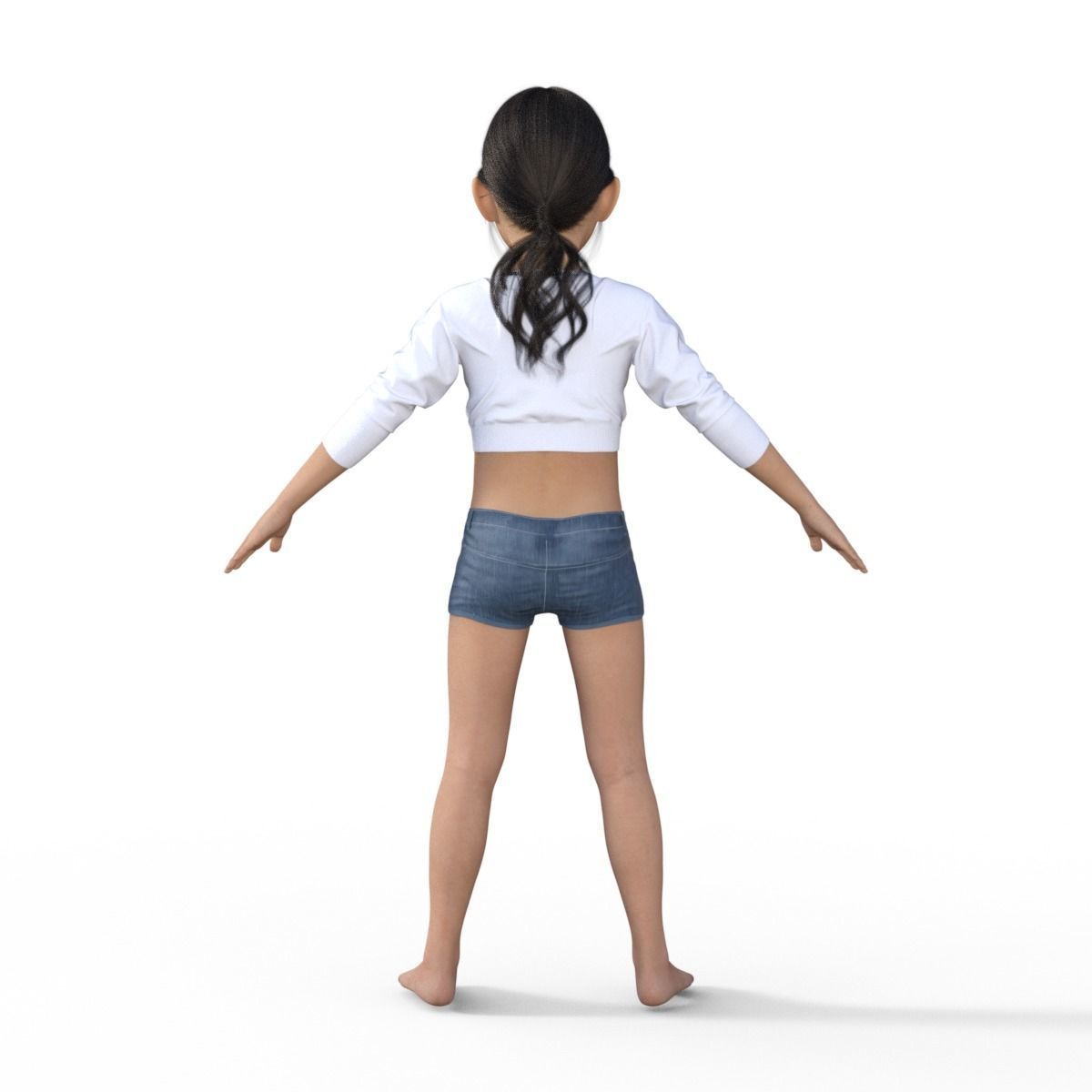 Realistic Girl Child Rigged 3D model_4