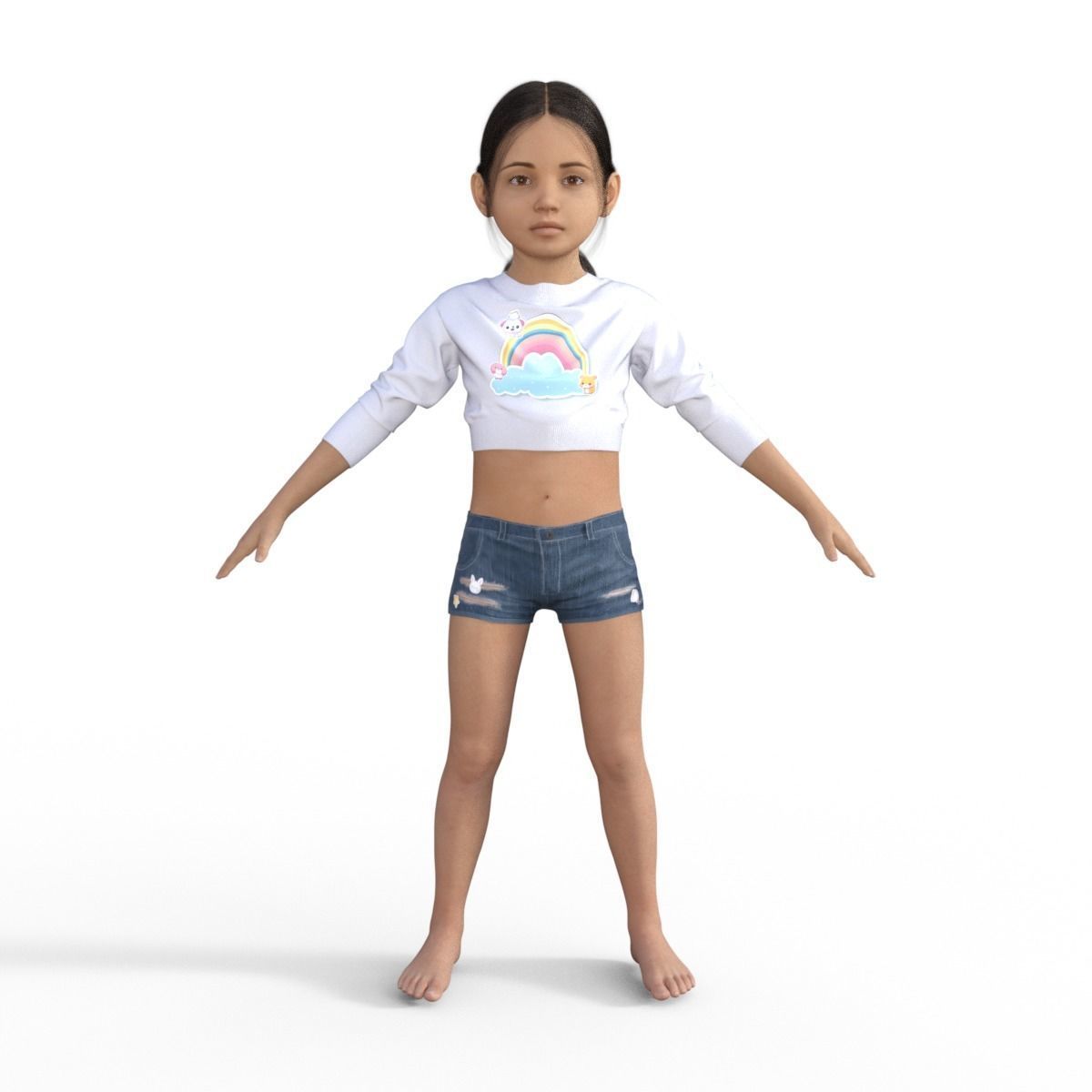Realistic Girl Child Rigged 3D model_1