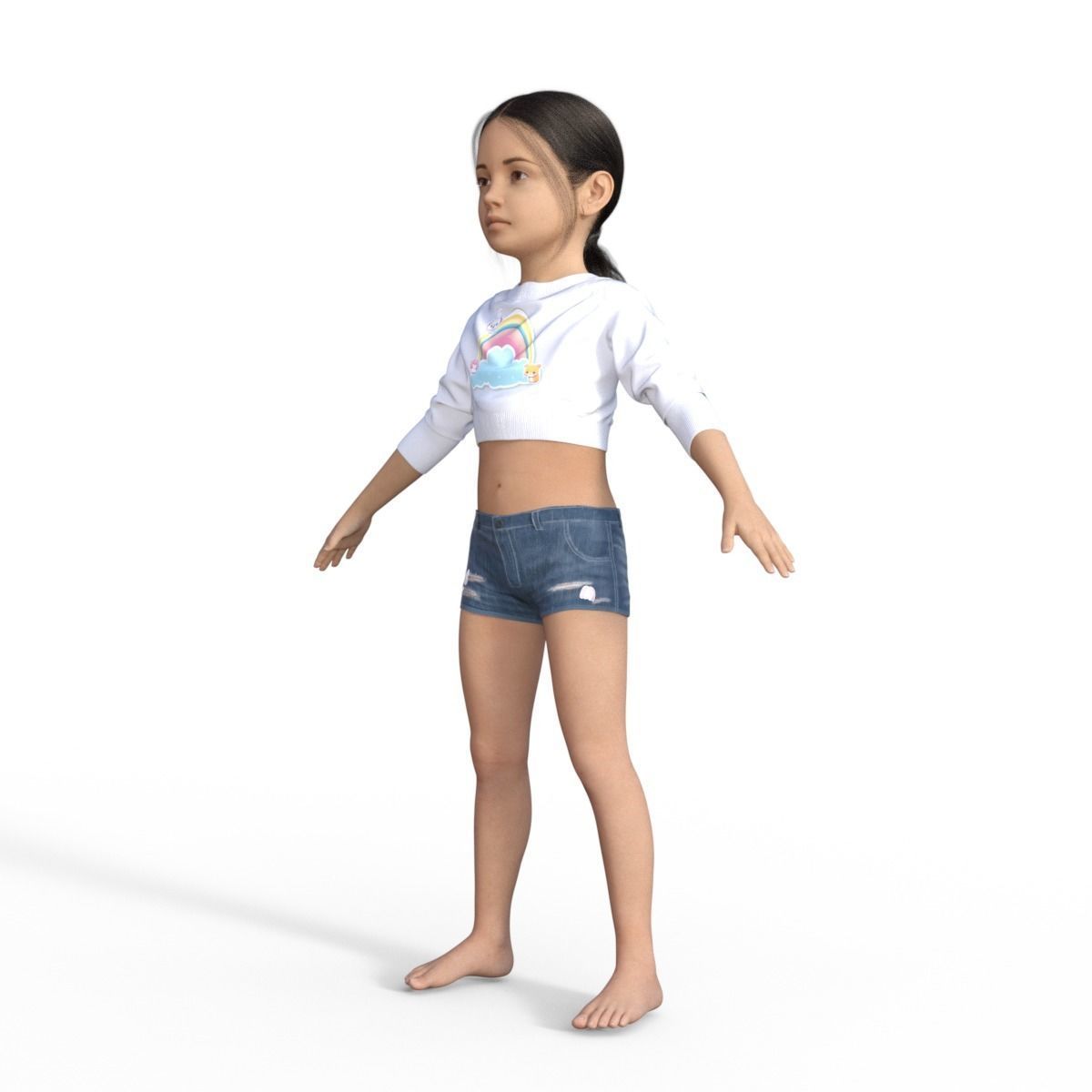 Realistic Girl Child Rigged 3D model_9