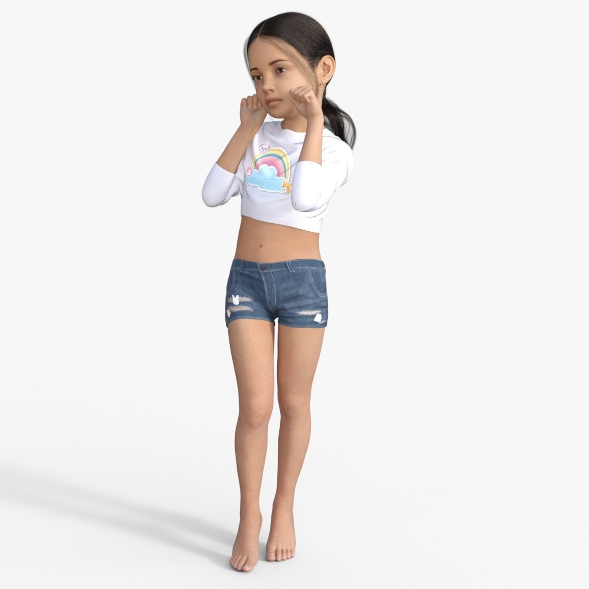 Realistic Girl Child Rigged 3D model_30