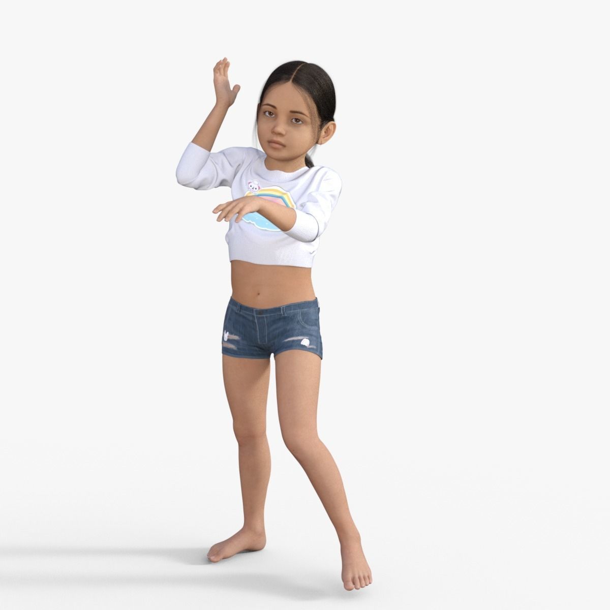 Realistic Girl Child Rigged 3D model_34
