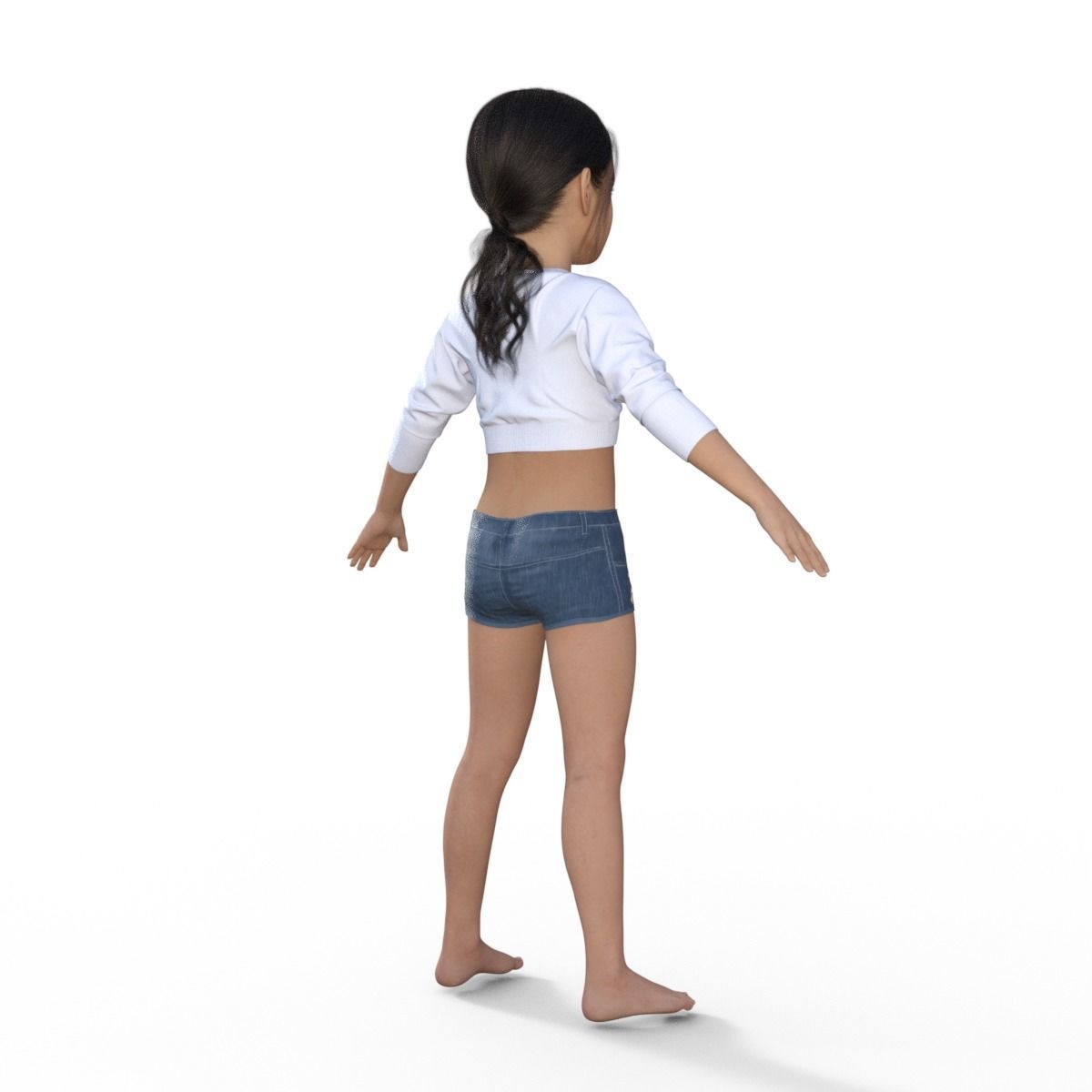 Realistic Girl Child Rigged 3D model_5
