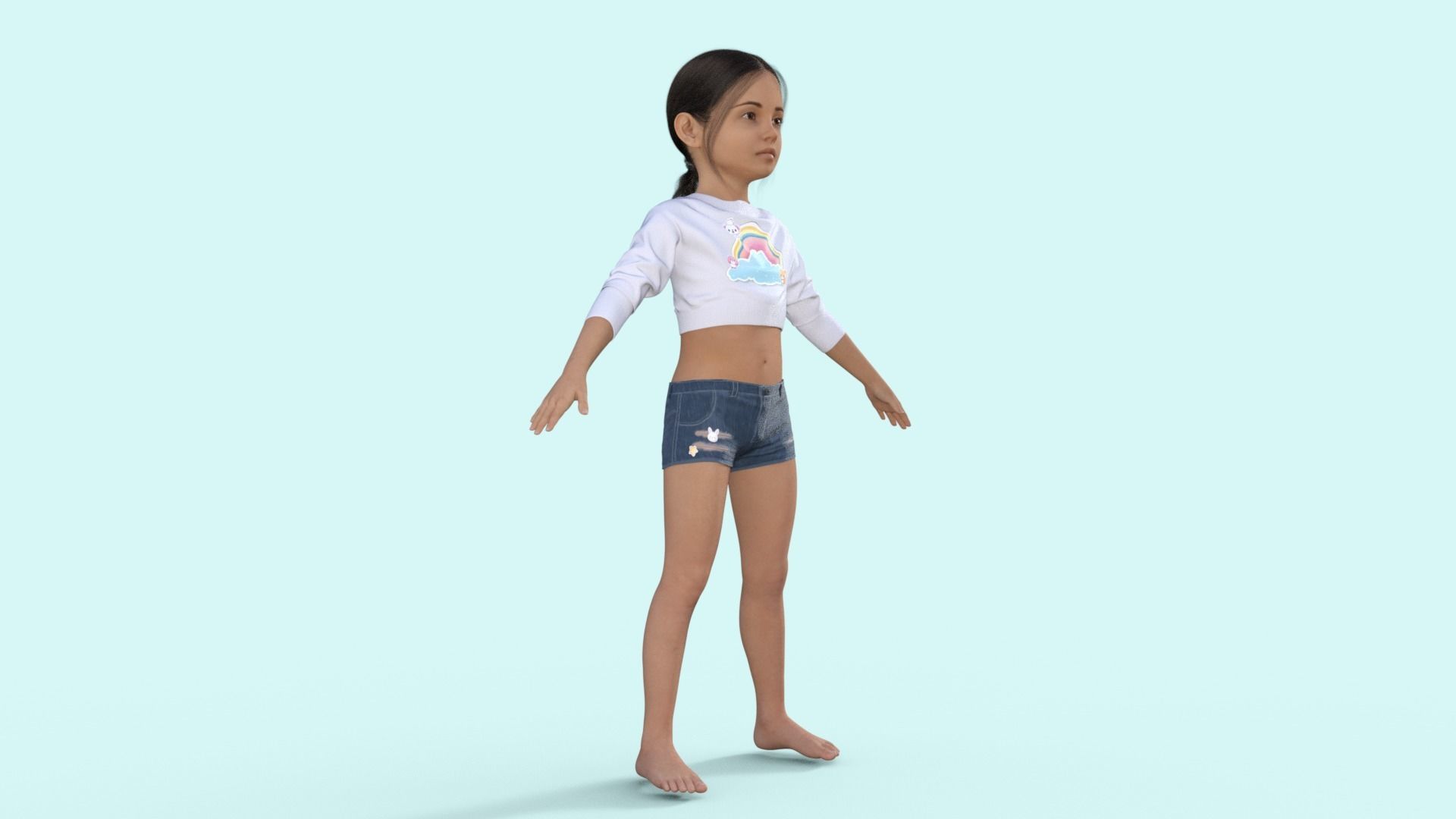 Realistic Girl Child Rigged 3D model_19