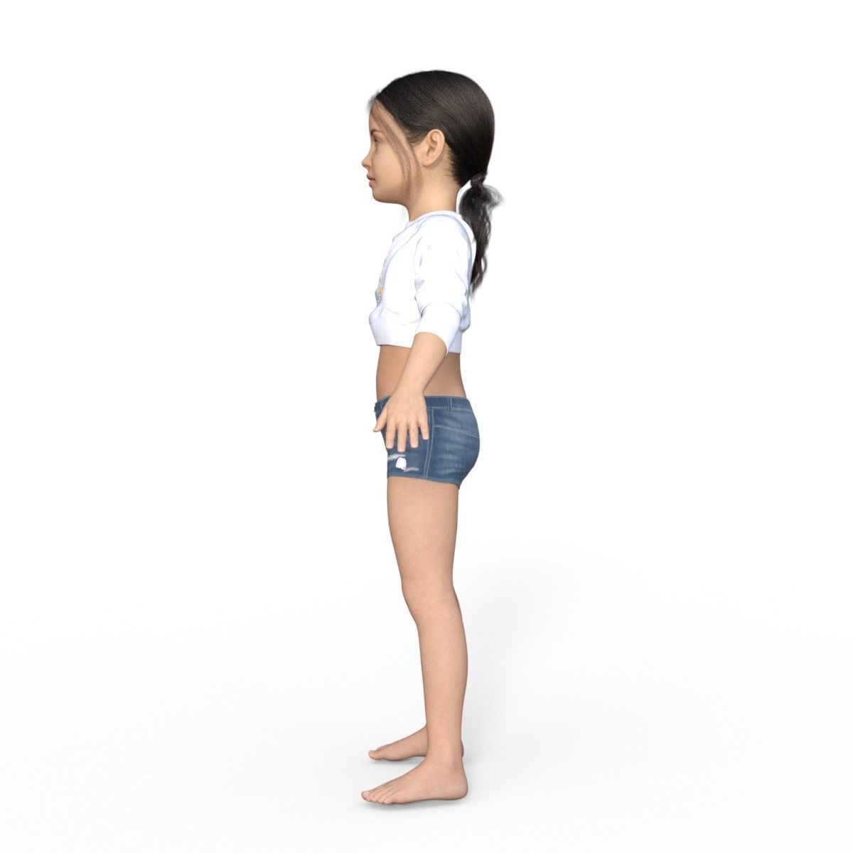 Realistic Girl Child Rigged 3D model_2