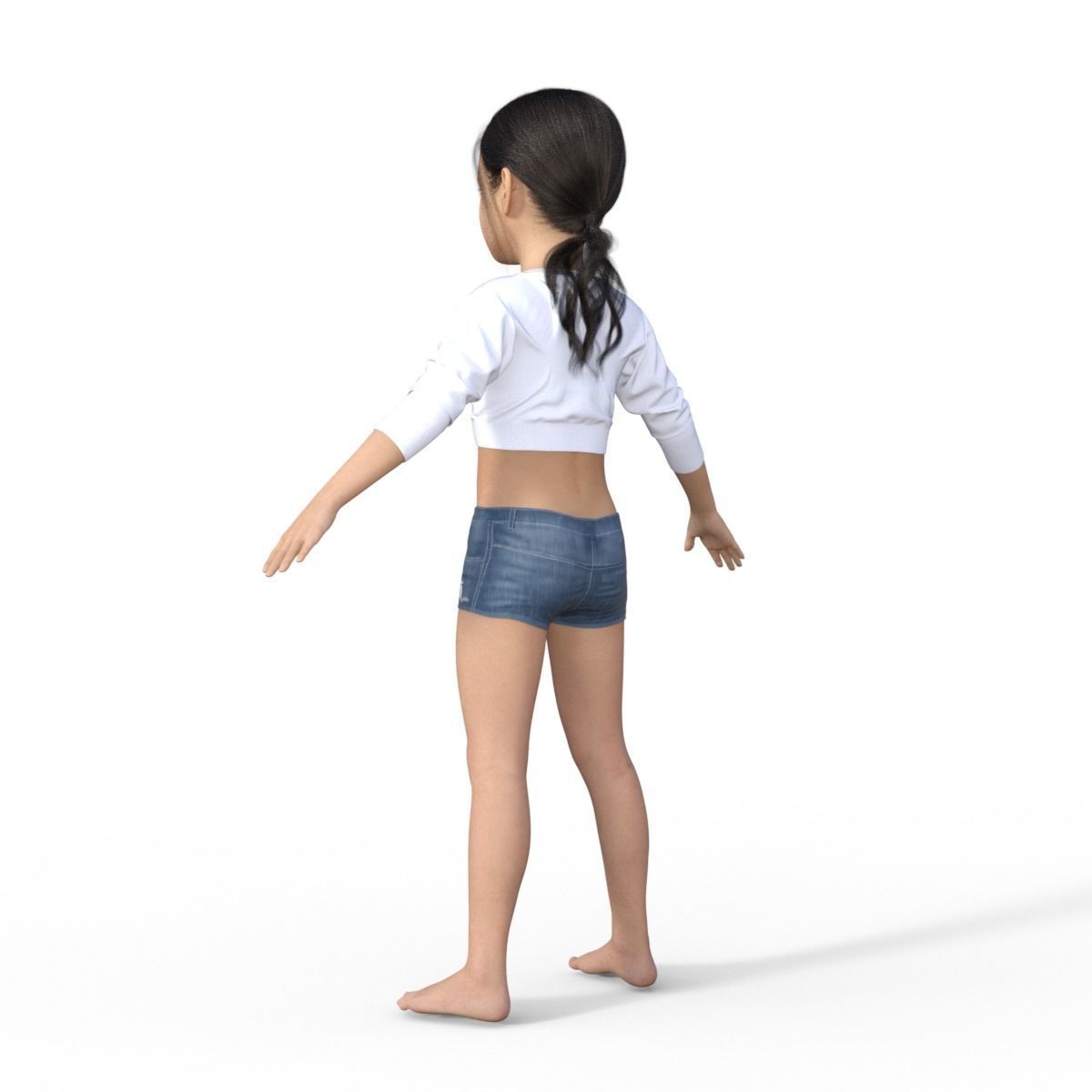 Realistic Girl Child Rigged 3D model_11