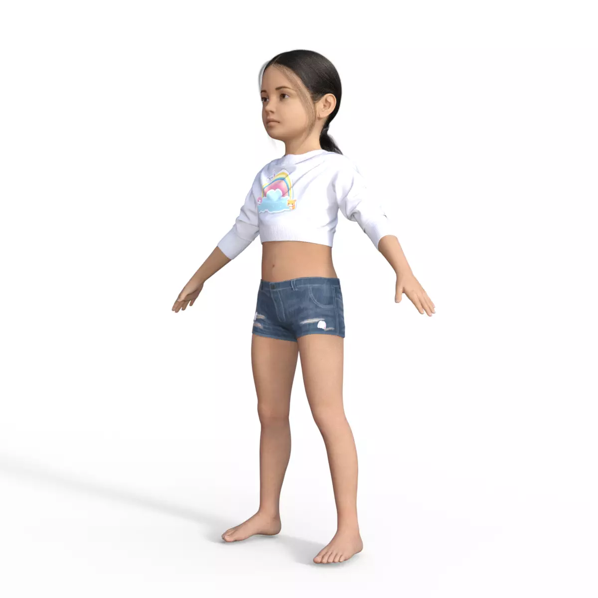Realistic Girl Child Rigged 3D model_0