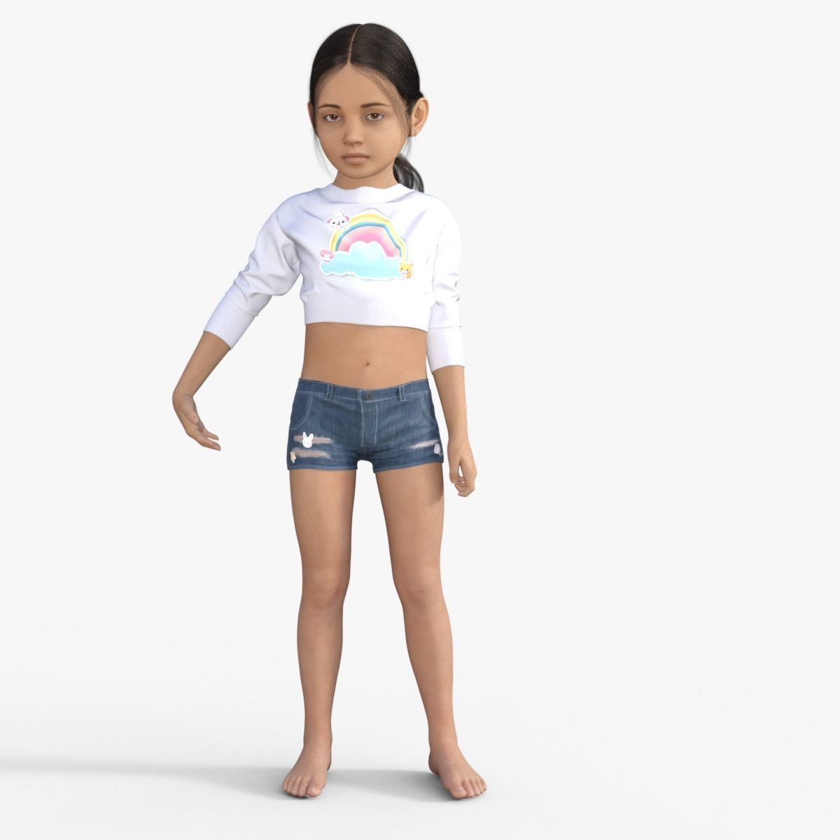 Realistic Girl Child Rigged 3D model_33