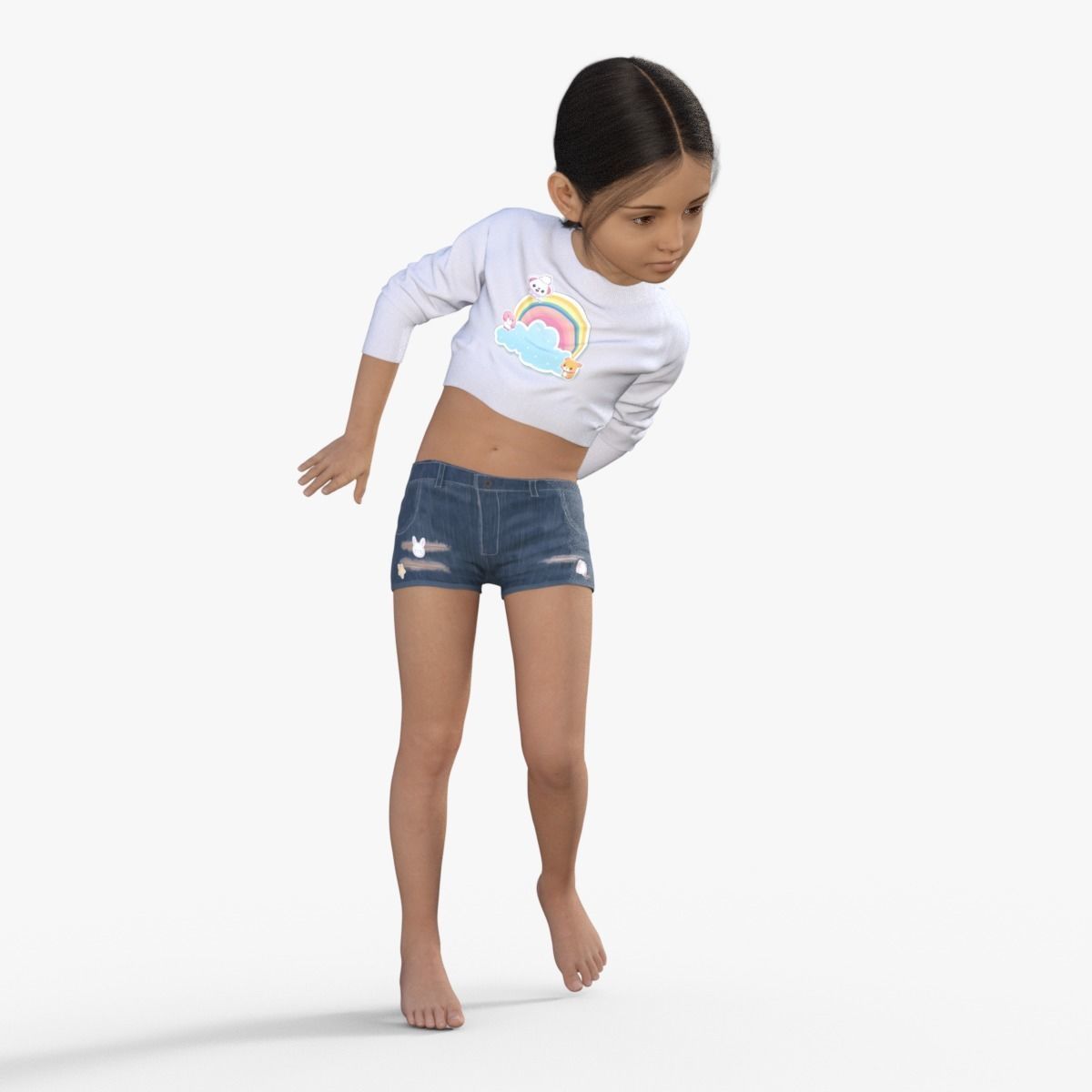 Realistic Girl Child Rigged 3D model_32