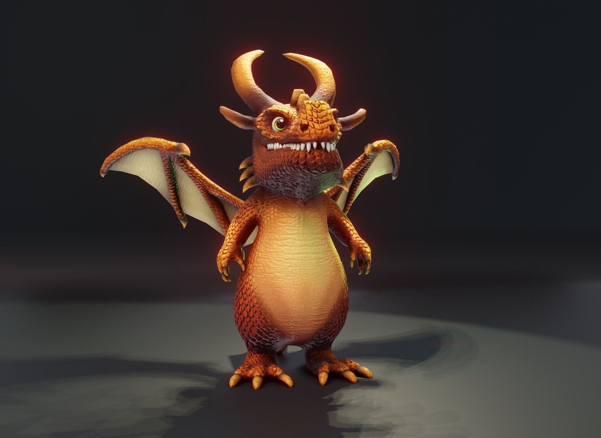 Cartoon Bronze Dragon 3D Model Low-poly 3D model_11