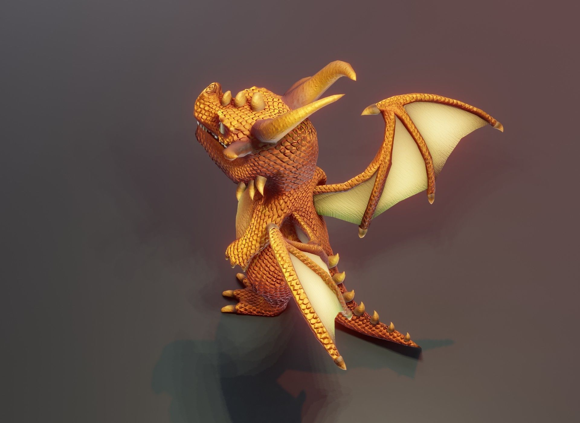 Cartoon Bronze Dragon 3D Model Low-poly 3D model_8