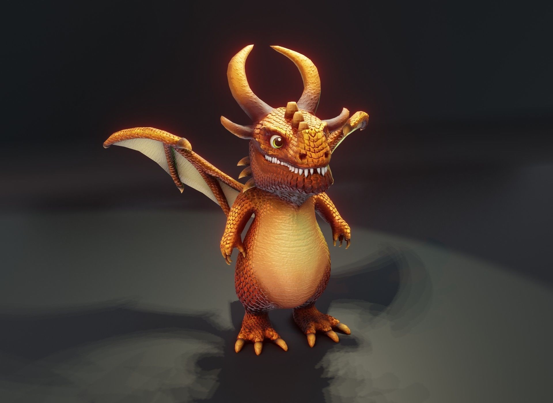 Cartoon Bronze Dragon 3D Model Low-poly 3D model_2
