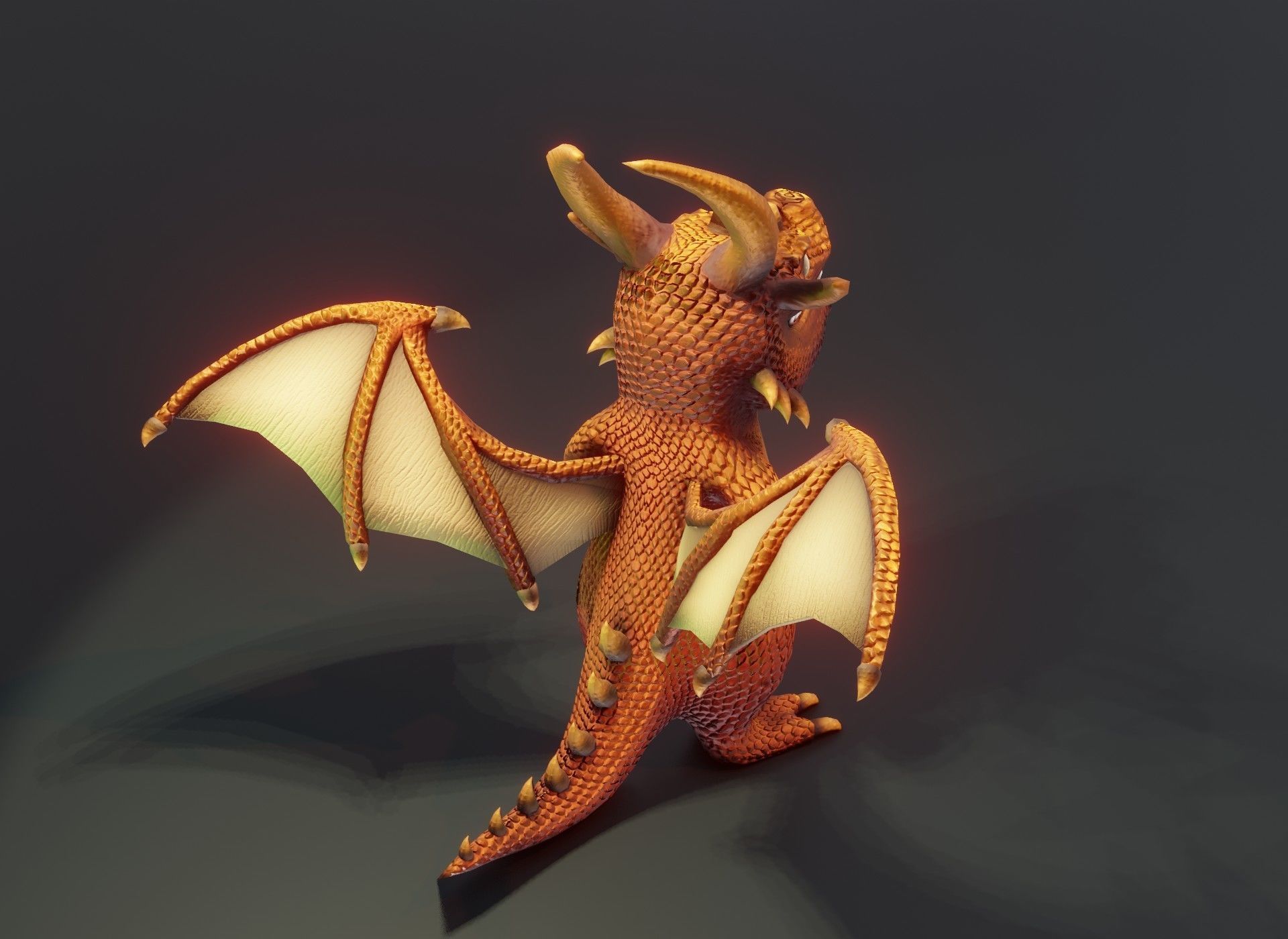 Cartoon Bronze Dragon 3D Model Low-poly 3D model_7
