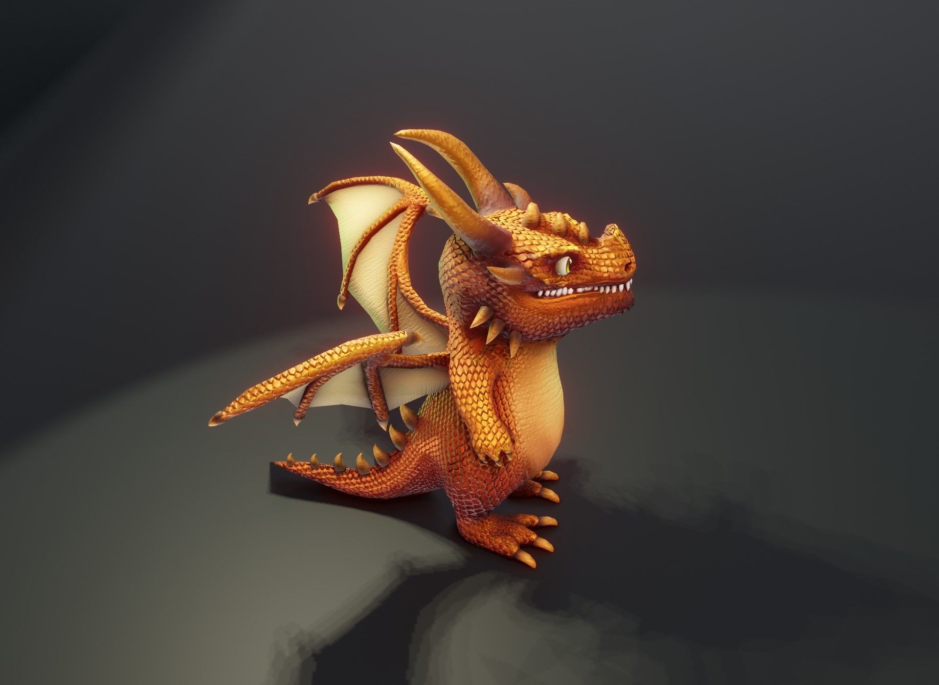 Cartoon Bronze Dragon 3D Model Low-poly 3D model_13