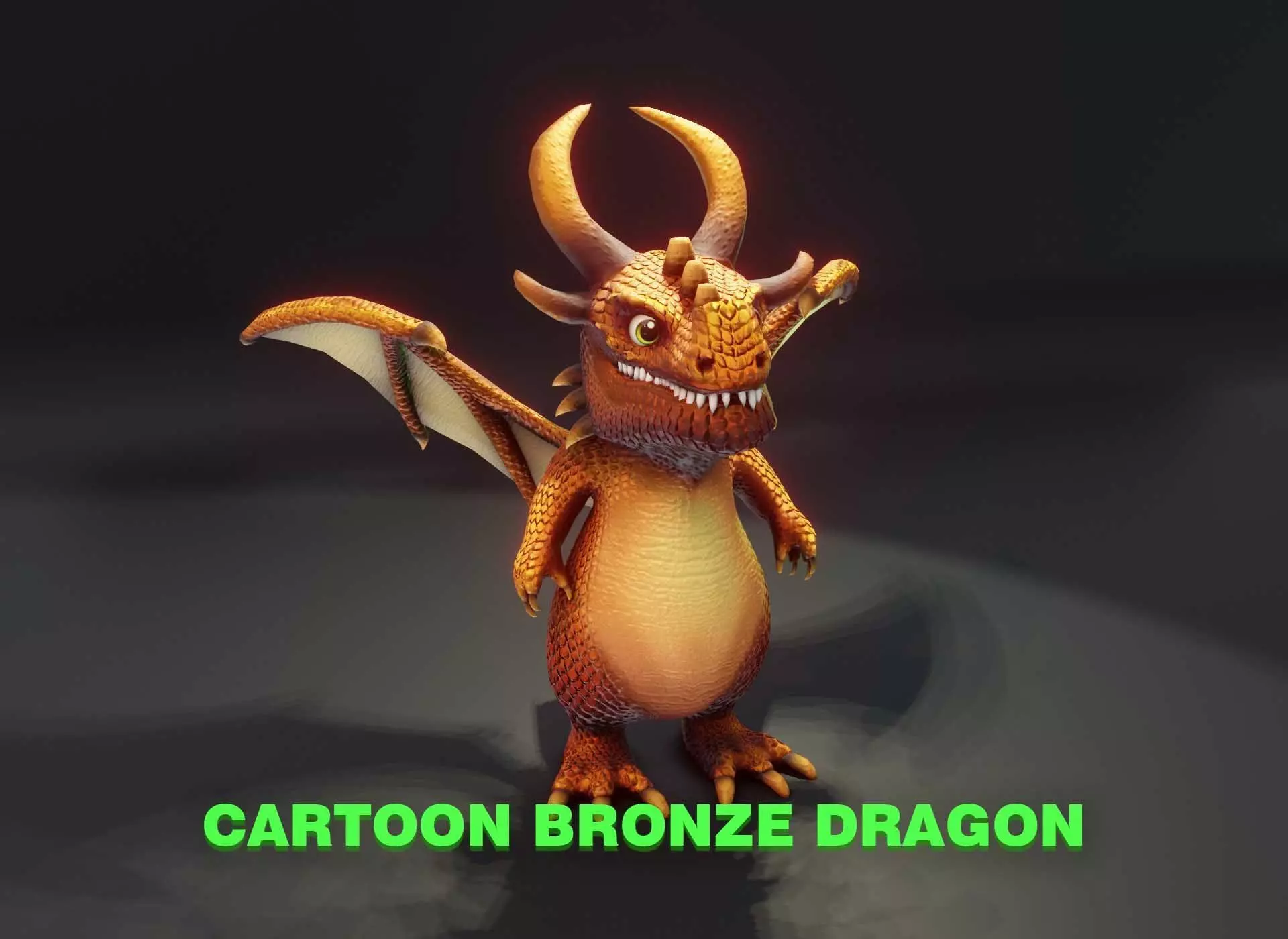 Cartoon Bronze Dragon 3D Model Low-poly 3D model_0