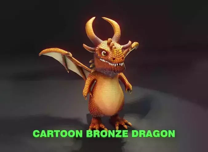 Cartoon Bronze Dragon 3D Model Low-poly 3D model