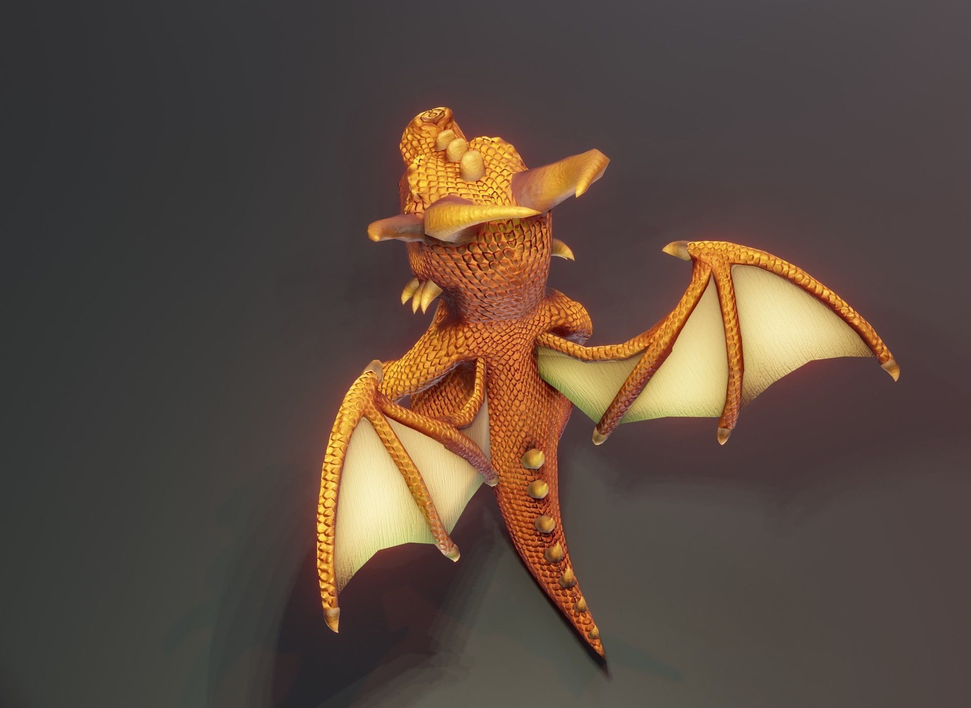 Cartoon Bronze Dragon 3D Model Low-poly 3D model_15