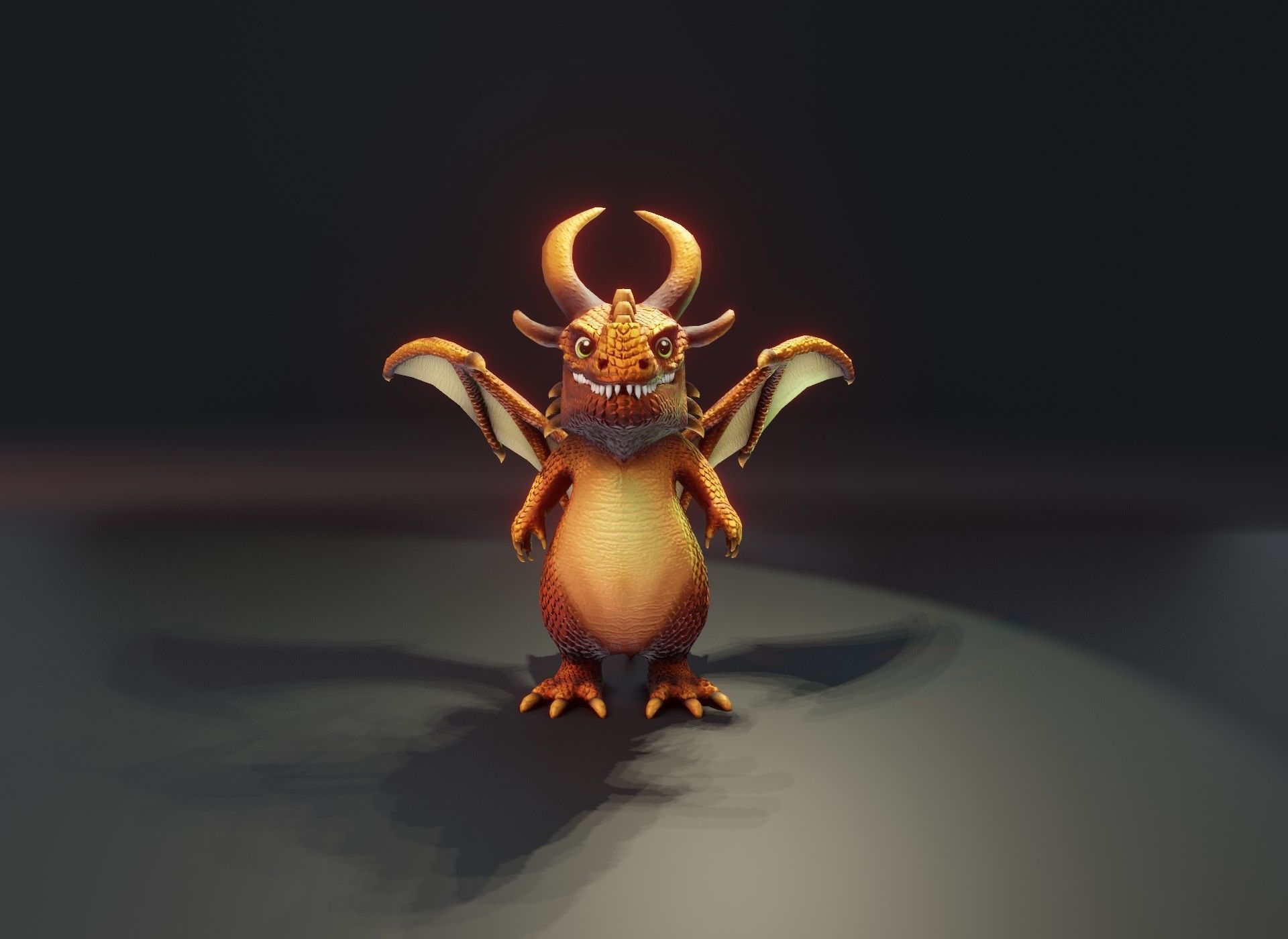 Cartoon Bronze Dragon 3D Model Low-poly 3D model_17