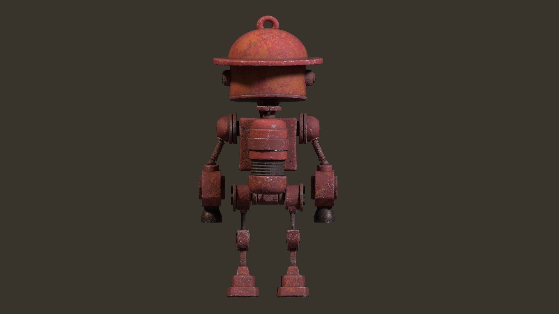 Stylized Cartoony Rusty Fireman Robot Low-poly 3D model_13